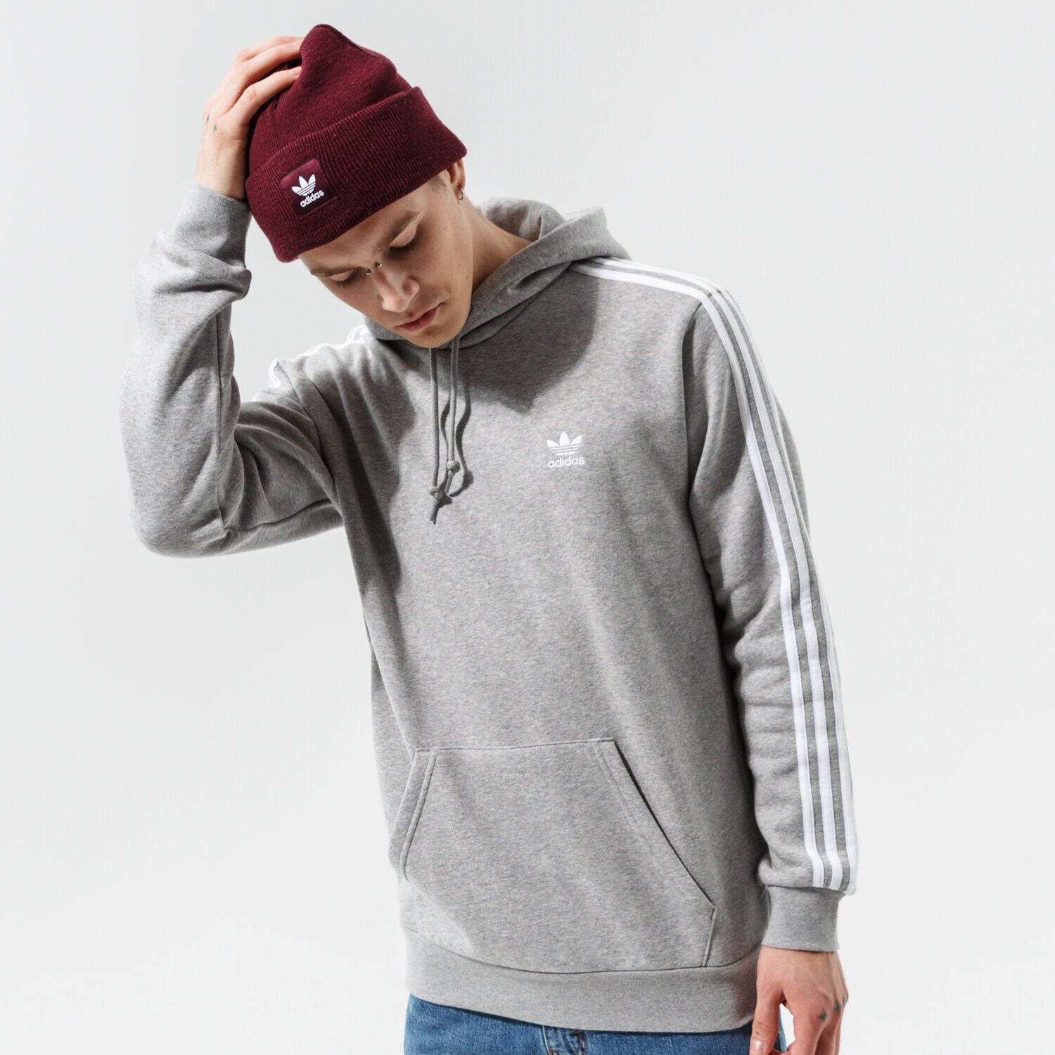 Herren ADIDAS HOODIE 3-STRIPES HOODY H06675 Grau