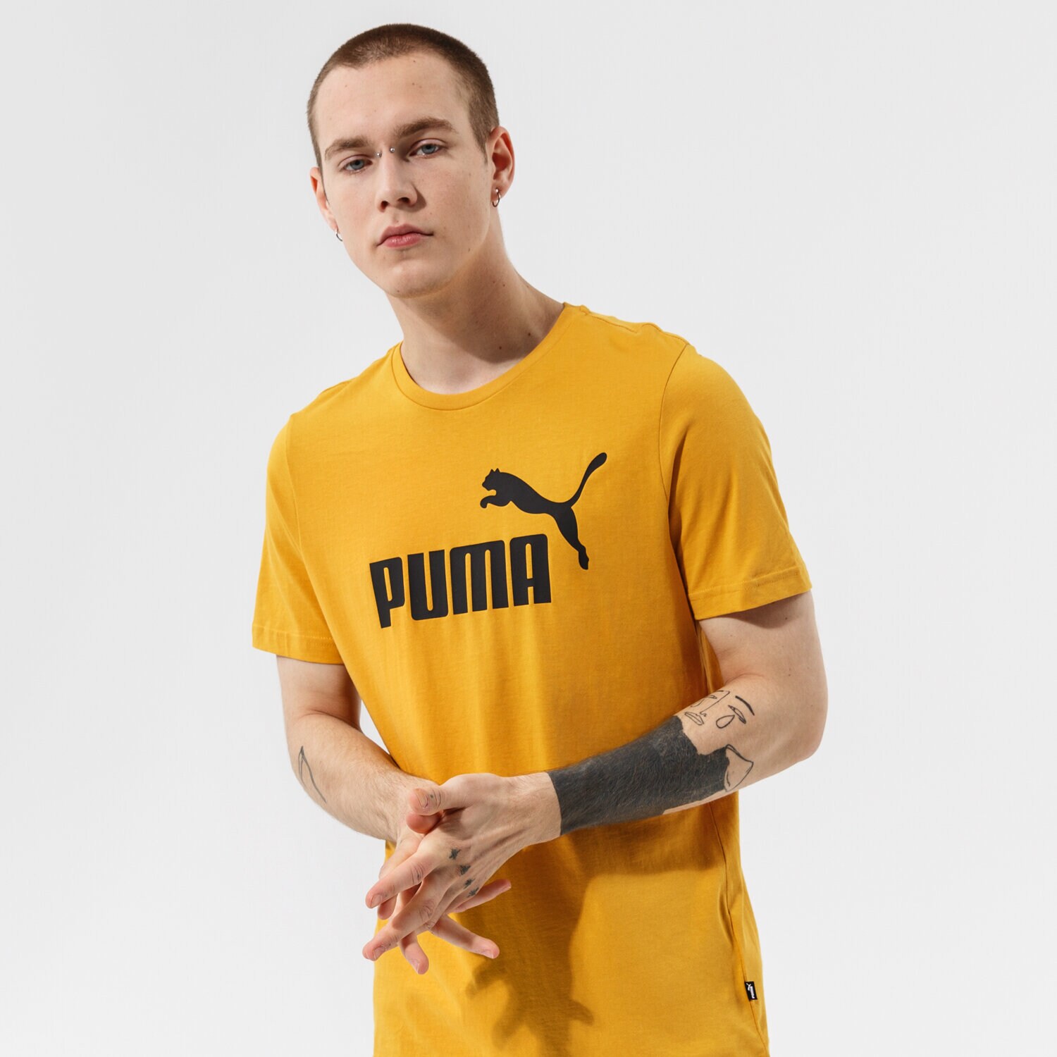 Herren T-Shirt PUMA T-SHIRT ESS LOGO TEE (S) - MINERAL YELLOW 58666737 Gelb