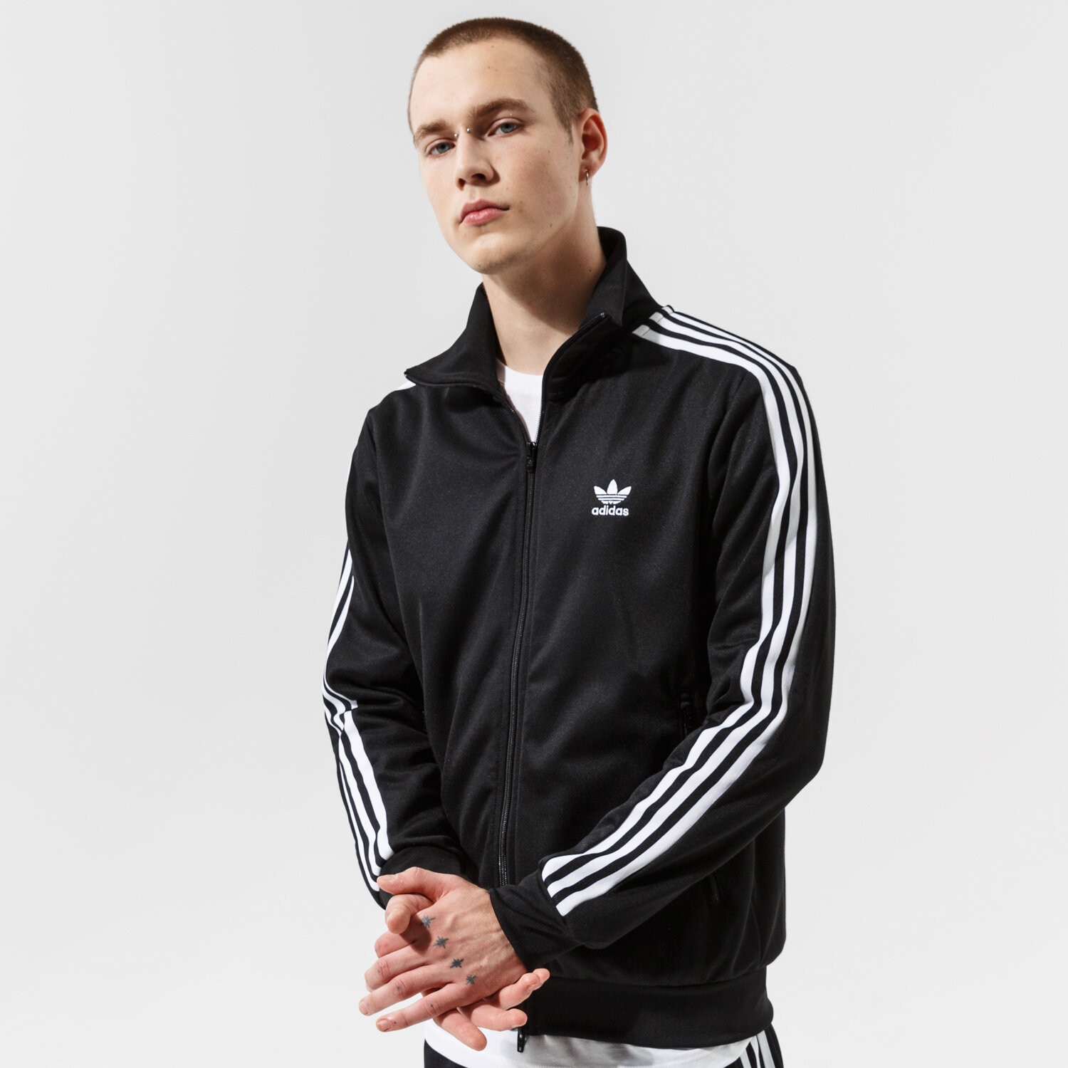 Herren ADIDAS SWEATSHIRT MIT REIßVERSCHLUSS BECKENBAUER TT H09112 Schwarz