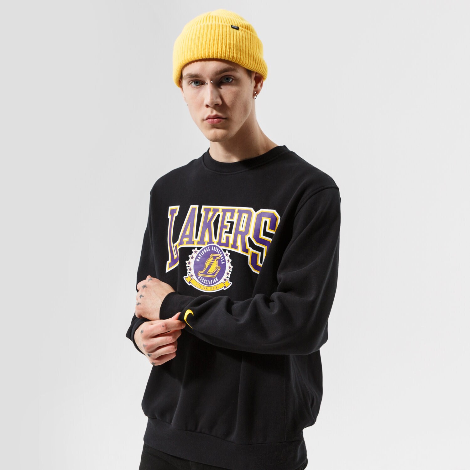 Herren NIKE SWEATSHIRT LAL M NK FLC CREW CTS 75 NBA DJ2801-010 Schwarz