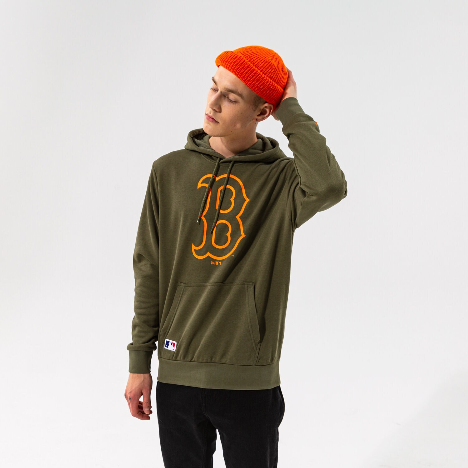 Herren NEW ERA HOODIE MLB SEASNL TEAM LOGO HOODY BOSRED NOVSOR 12827240 Khaki