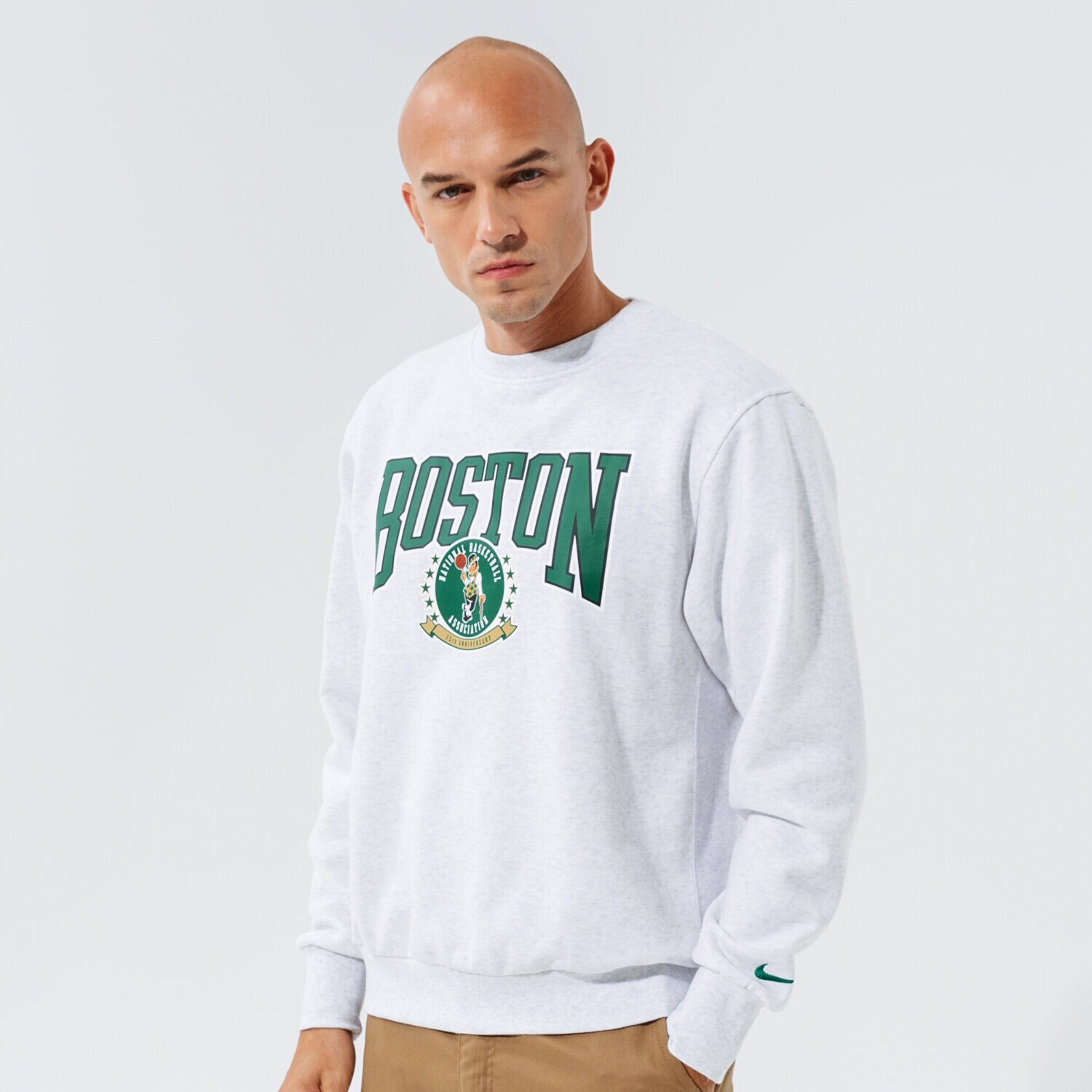Herren NIKE SWEATSHIRT BOS M NK FLC CREW CTS 75 NBA DJ2796-051 Grau