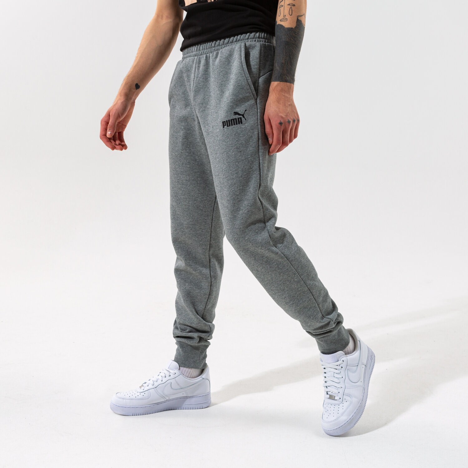 Herren Hosen PUMA HOSE ESS LOGO PANTS FL CL - MEDIUM GRAY HEATHER 58671403 Grau