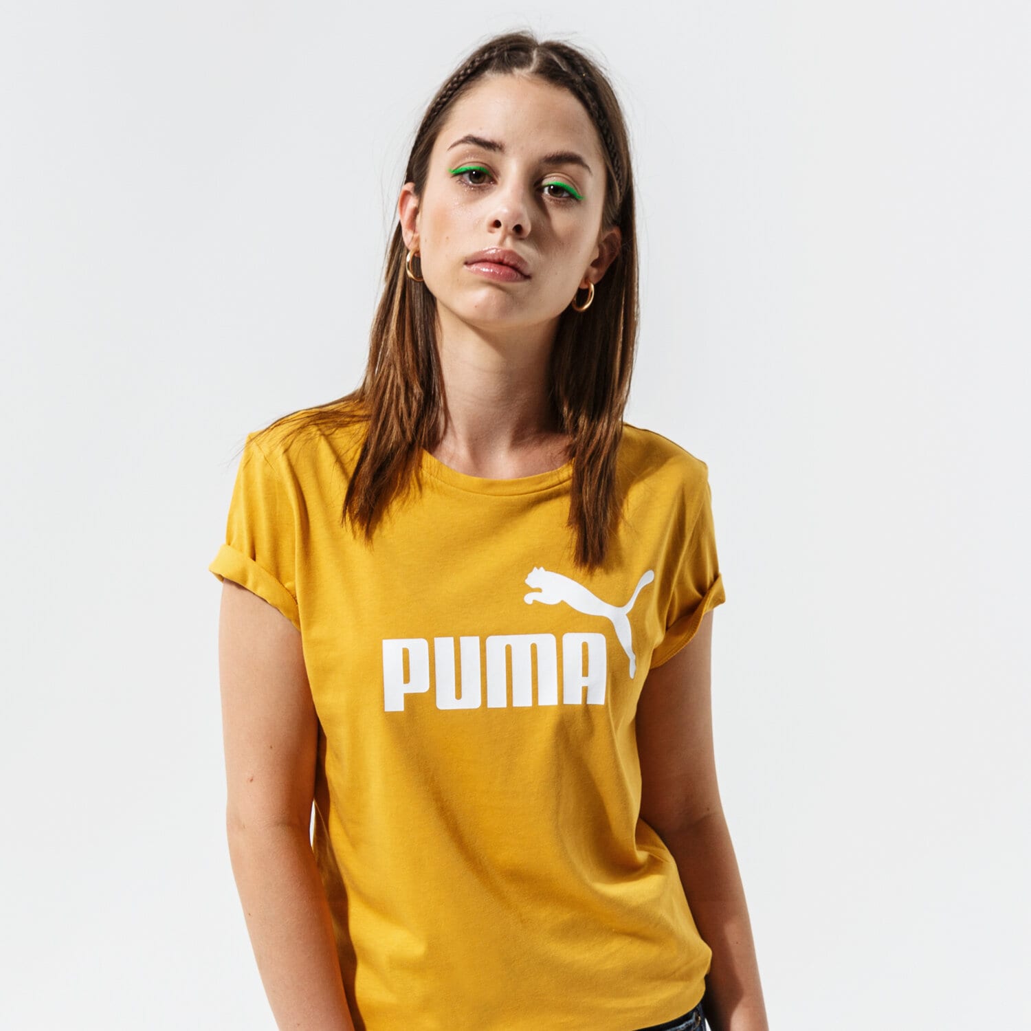 Damen T-Shirt PUMA T-SHIRT ESS LOGO TEE (S) - MINERAL YELLOW 58677537 Gelb