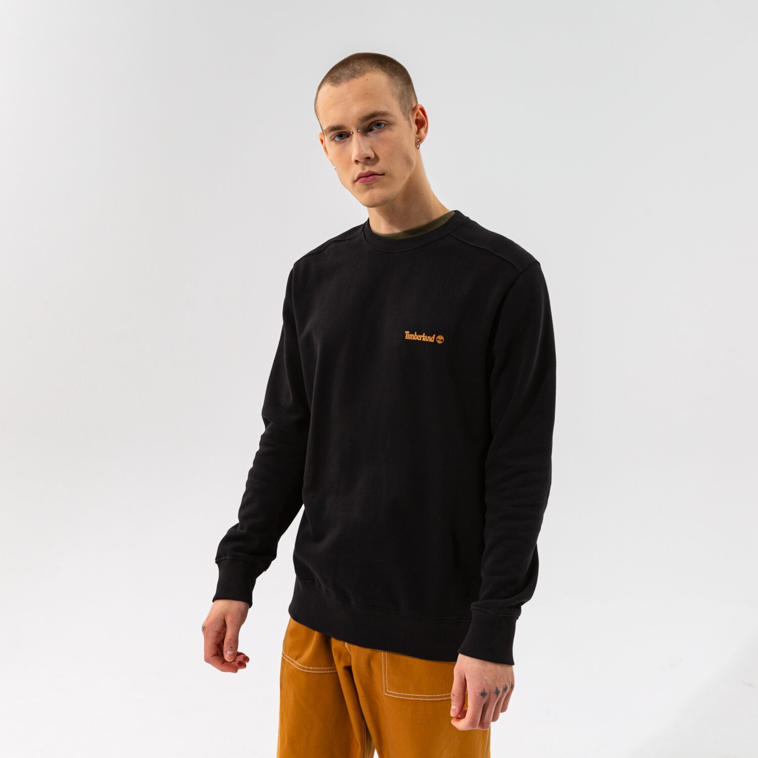 Herren TIMBERLAND SWEATSHIRT CHEST LOGO CREW BLACK TB0A5PDV0011 Schwarz