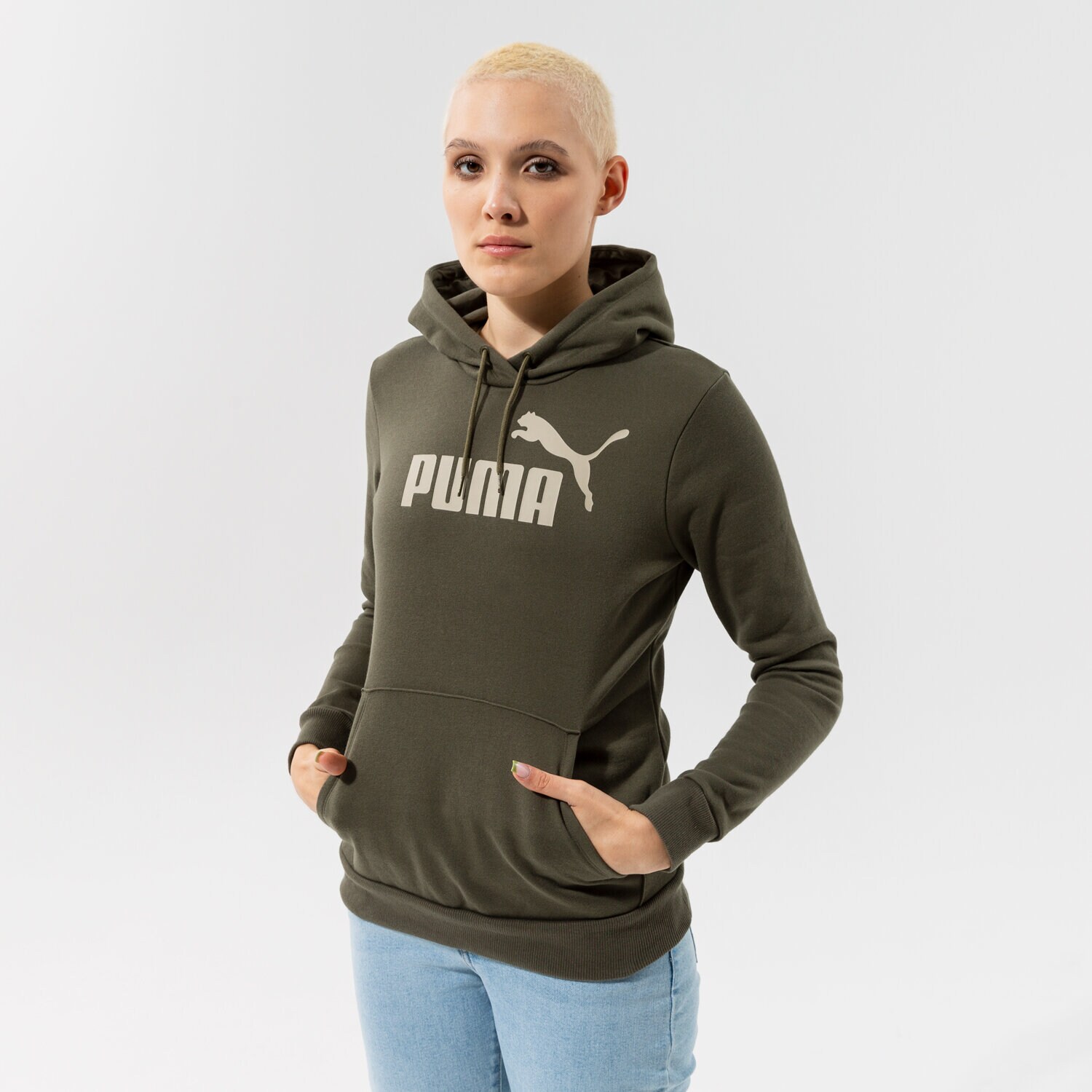 Damen PUMA HOODIE ESS LOGO HOODIE FL (S) - GRAPE LEAF 58678944 Khaki