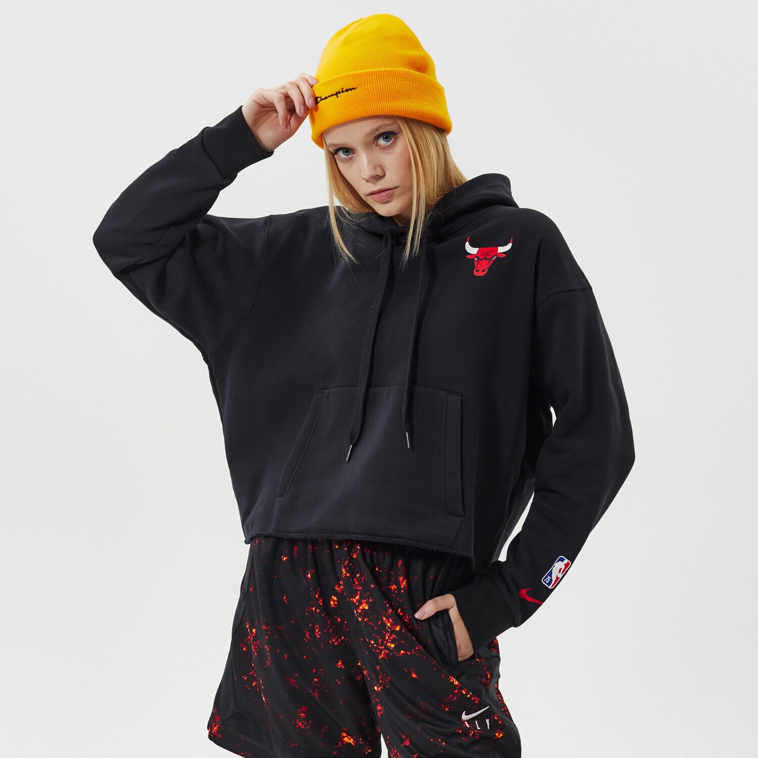 Damen NIKE HOODIE CHI W NK PO FLC ESSNTL NBA DB1456-010 Schwarz