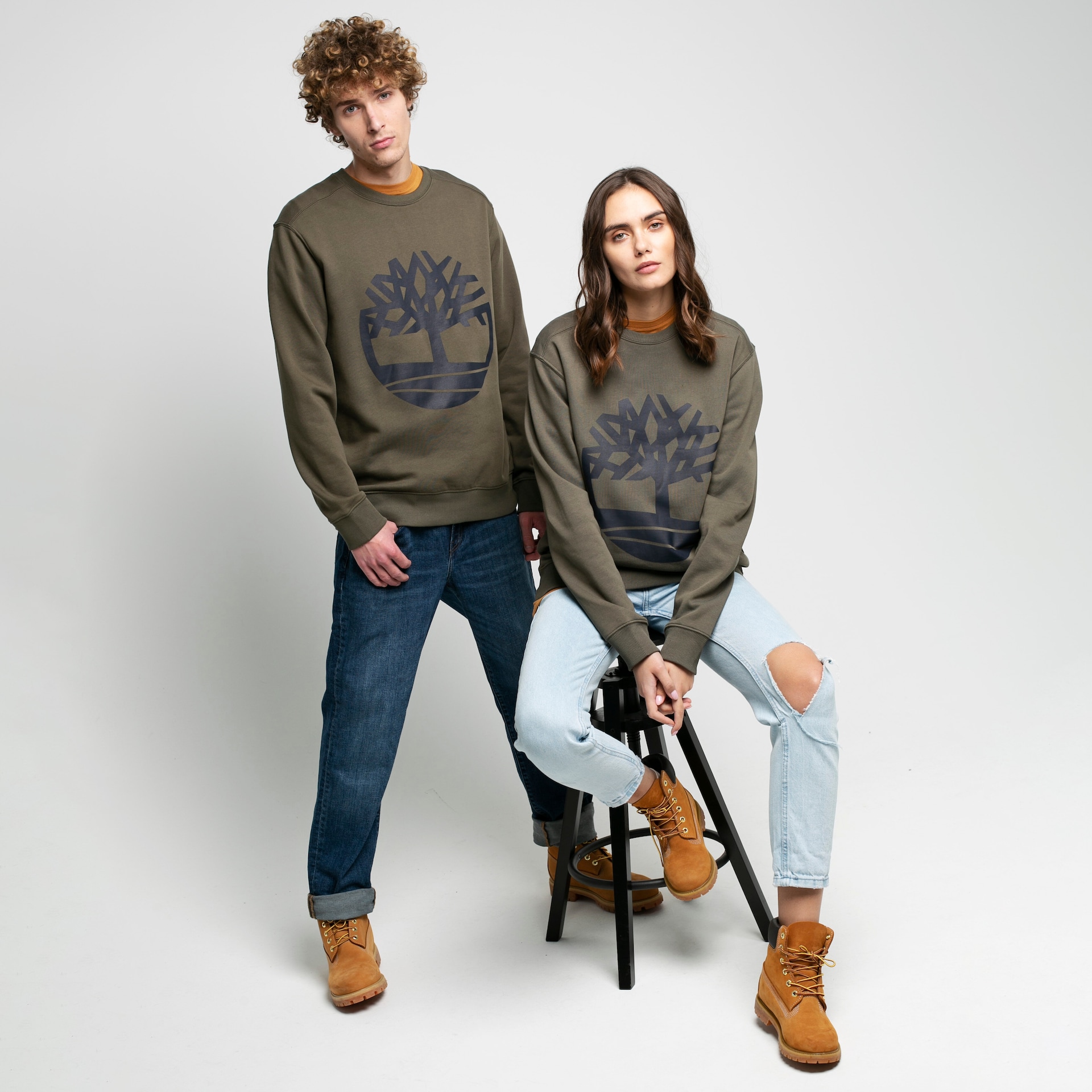 Herren TIMBERLAND SWEATSHIRT YC CORE TREE LOGO CREW NECK SWEATSHIRT TB0A2BJ8Z281 Khaki
