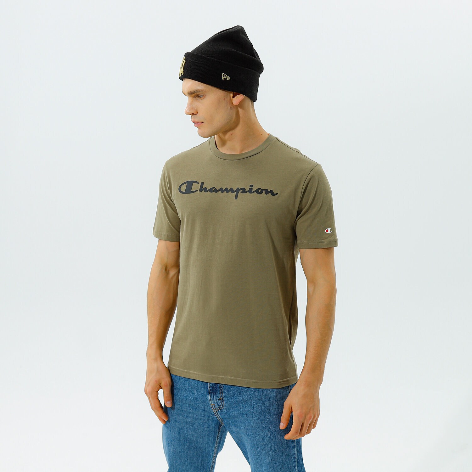 Herren T-Shirt CHAMPION T-SHIRT CREWNECK T-SHIRT 214747GS044 Khaki