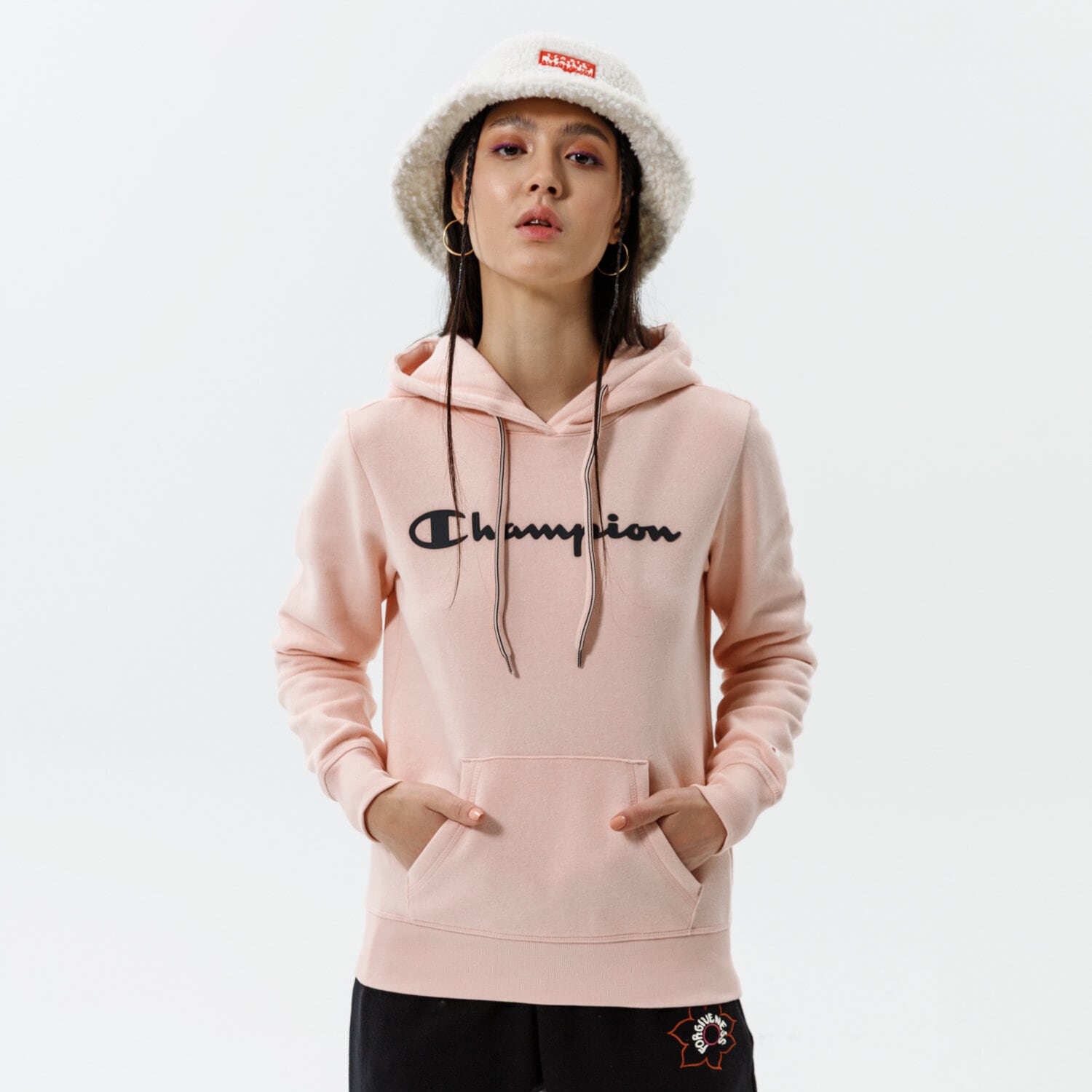 Damen CHAMPION HOODIE HOODED SWEATSHIRT 113207PS157 Rosa