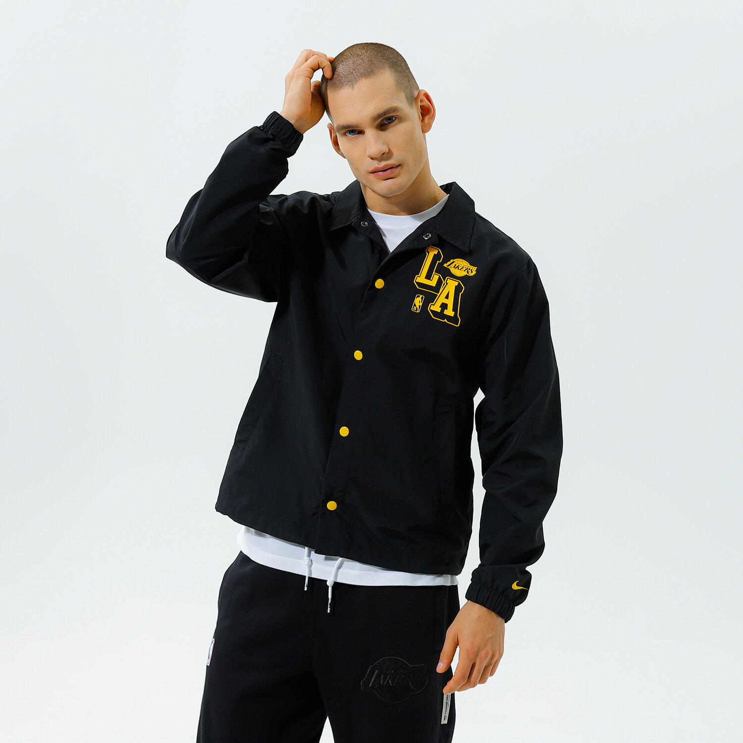 Herren Übergangsjacke NIKE JACKE LAL M NK JKT COACHES CTS 75 NBA DB1439-010 Schwarz