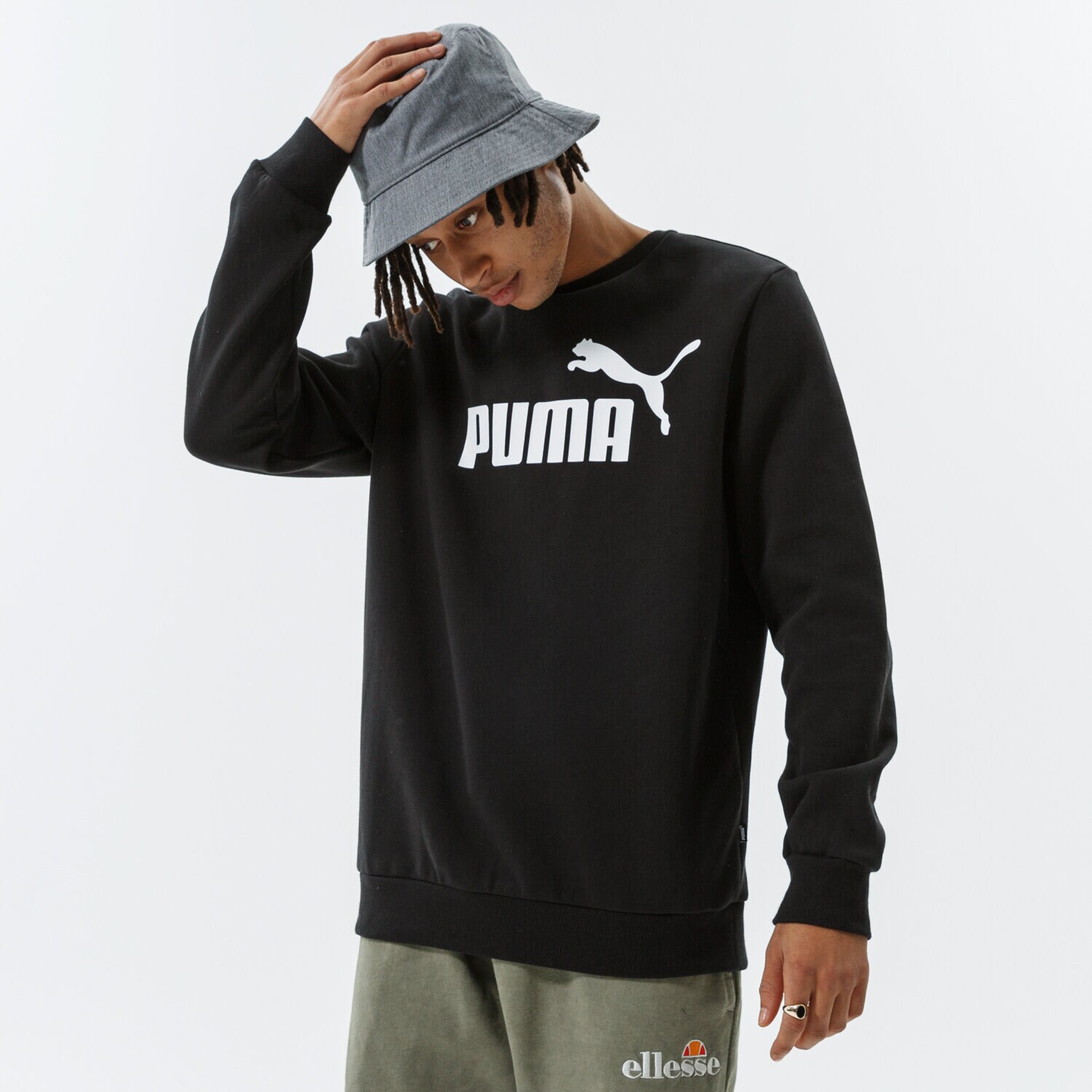 Herren PUMA SWEATSHIRT ESS BIG LOGO CREW FL - PUMA BLACK 58667801 Schwarz