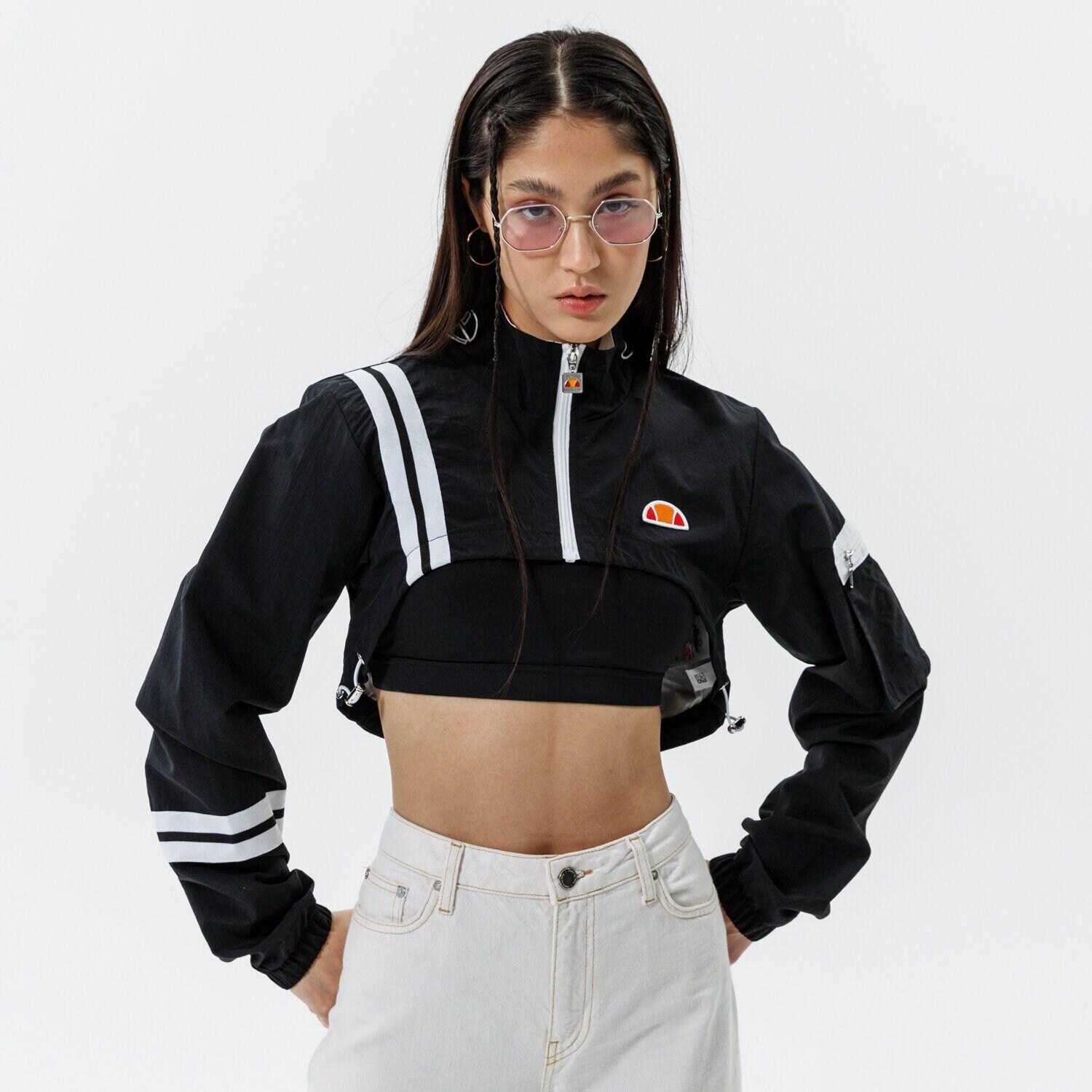 Damen ELLESSE SWEATSHIRT MIT REIßVERSCHLUSS   LAUDE CROP TRACK TOP SGI11011011 Schwarz