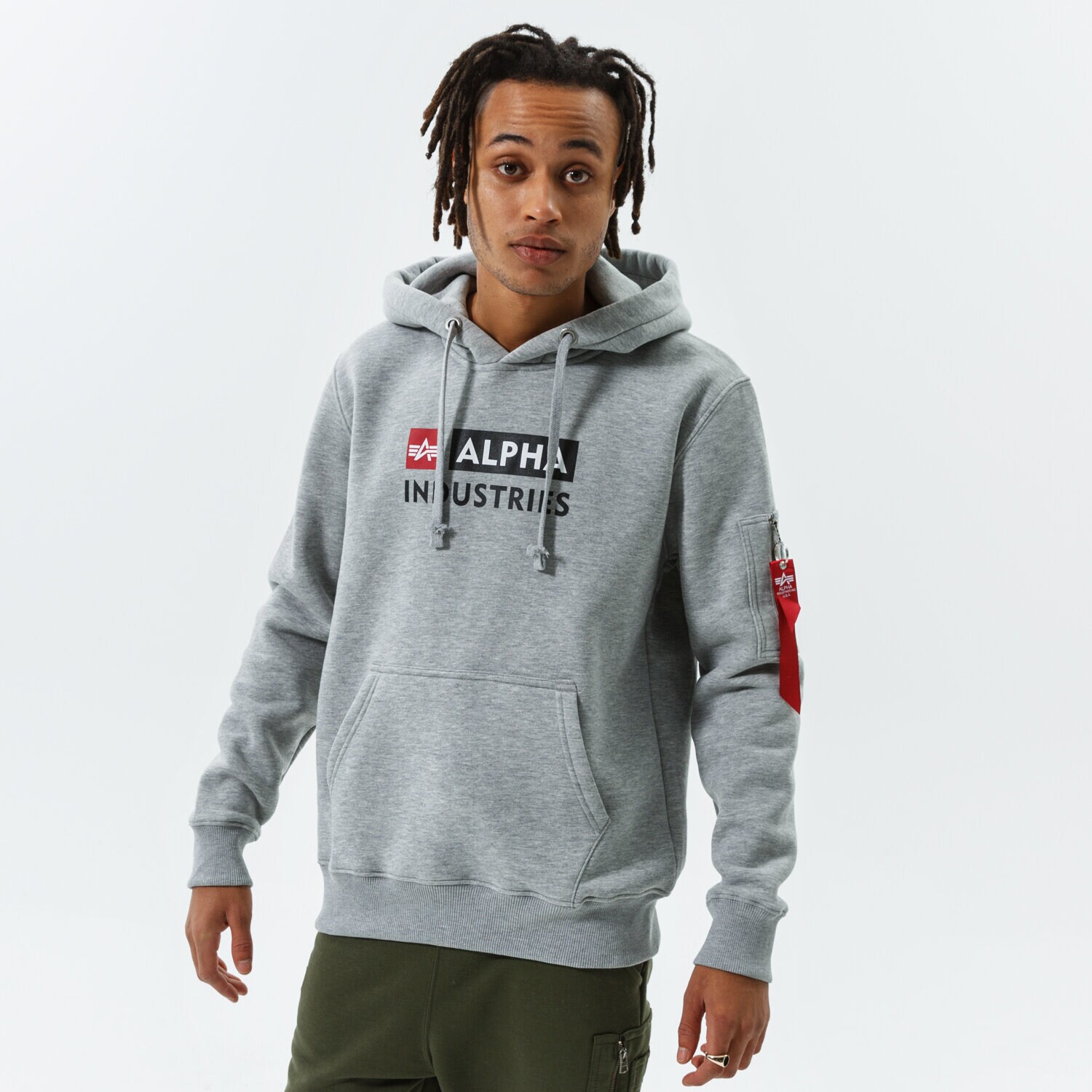Herren ALPHA INDUSTRIES HOODIE ALPHA BLOCK LOGO HOODY 118338-17 Grau