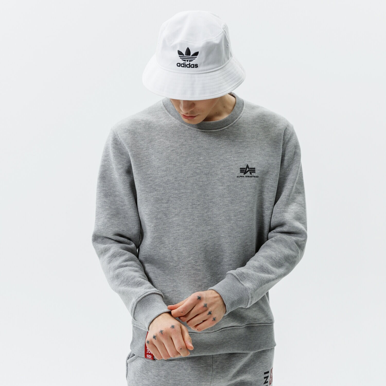 Herren ALPHA INDUSTRIES SWEATSHIRT   BASIC SWEATER SMALL LOGO 188307-17 Grau