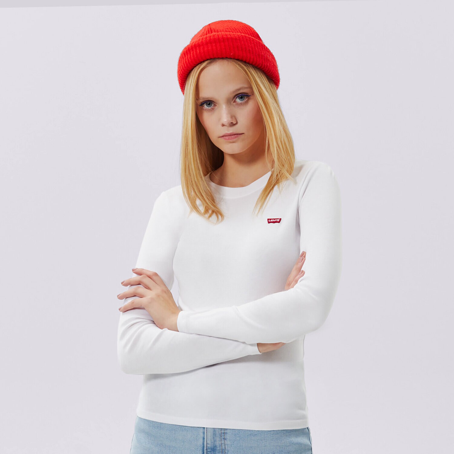 Damen T-Shirt LEVI'S T-SHIRT LS BABY TEE 69555-0000 Weiß
