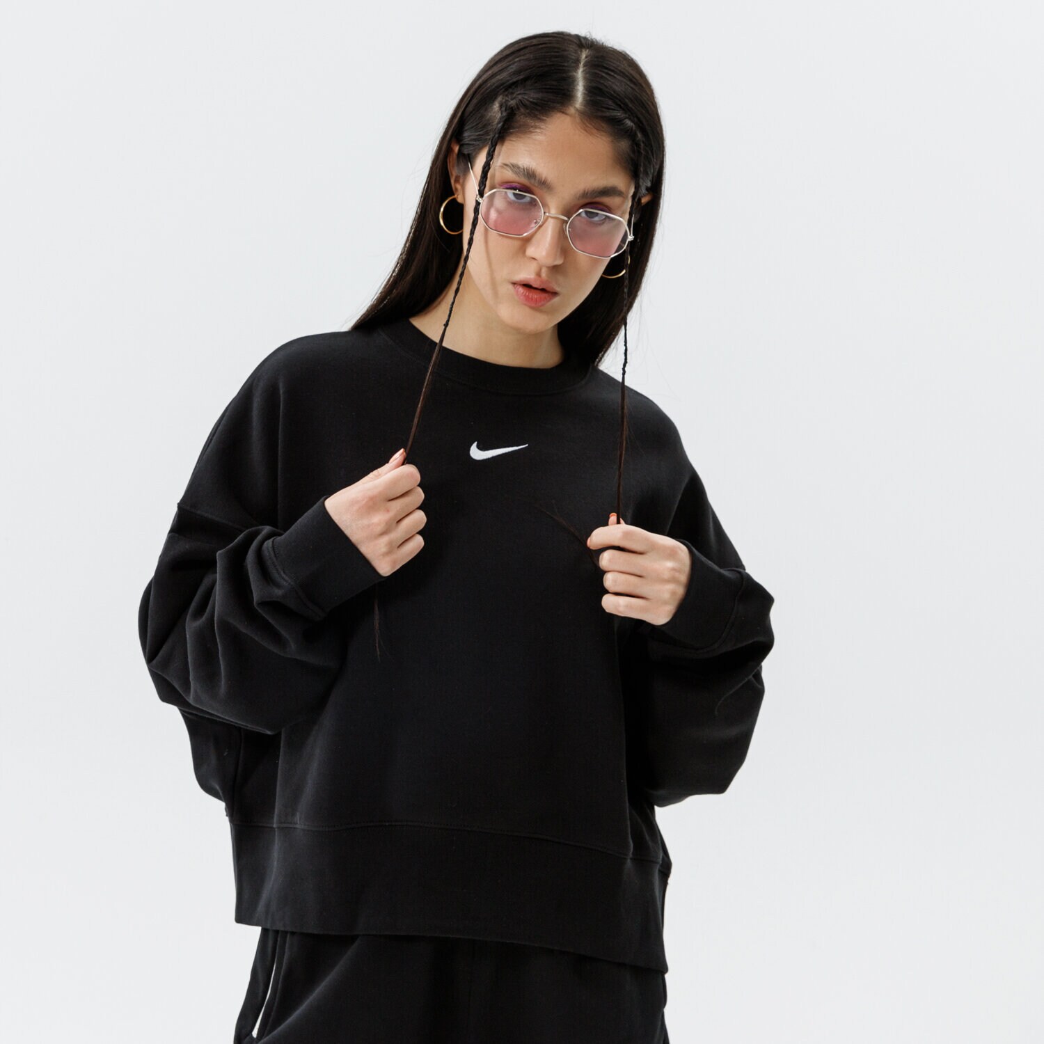 Damen NIKE SWEATSHIRT W NSW ESSNTL FLC CREW CLCTN DJ7665-010 Schwarz