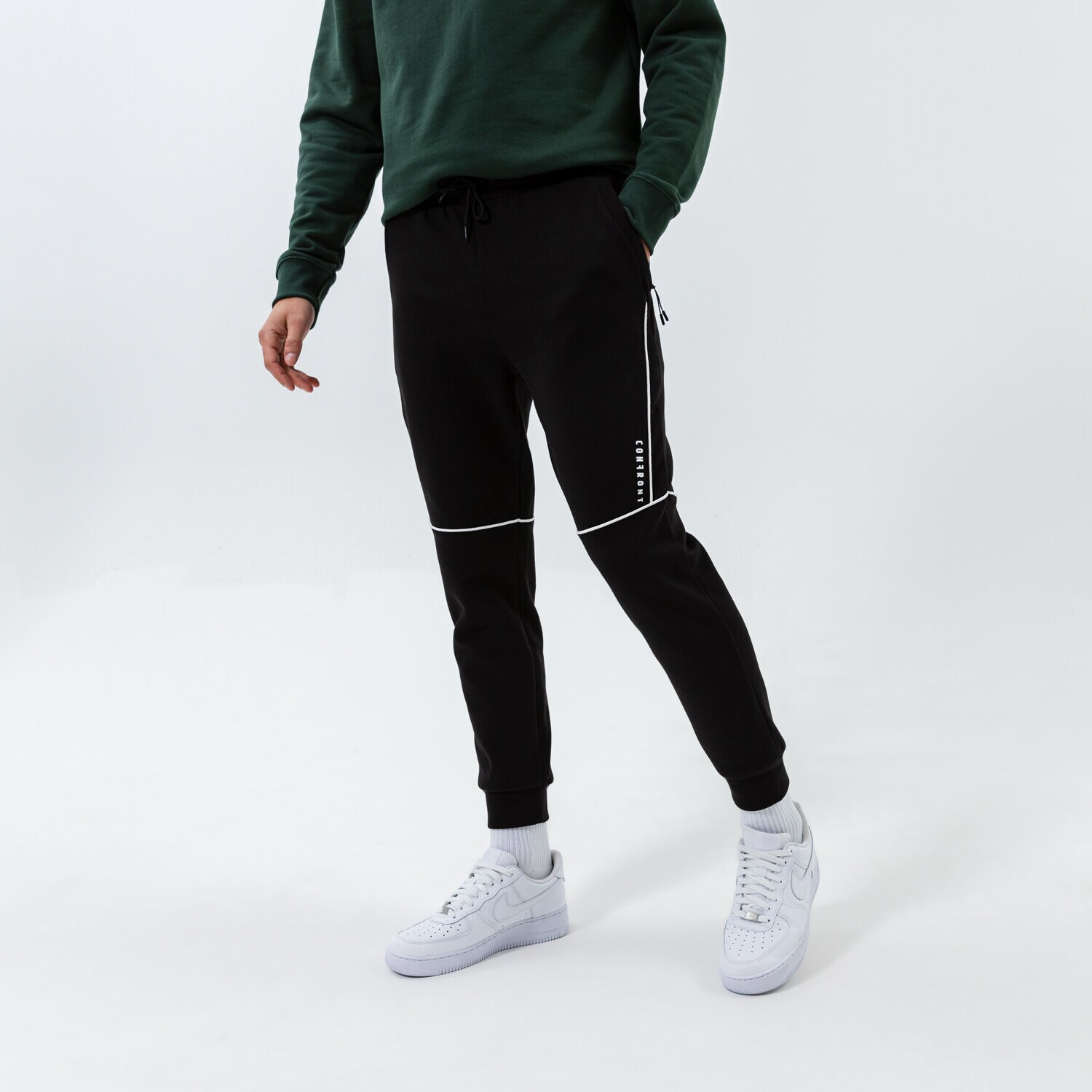 Herren Hosen CONFRONT HOSE CITY STRIPE PANTS BLACK CF321SPM32001 Schwarz