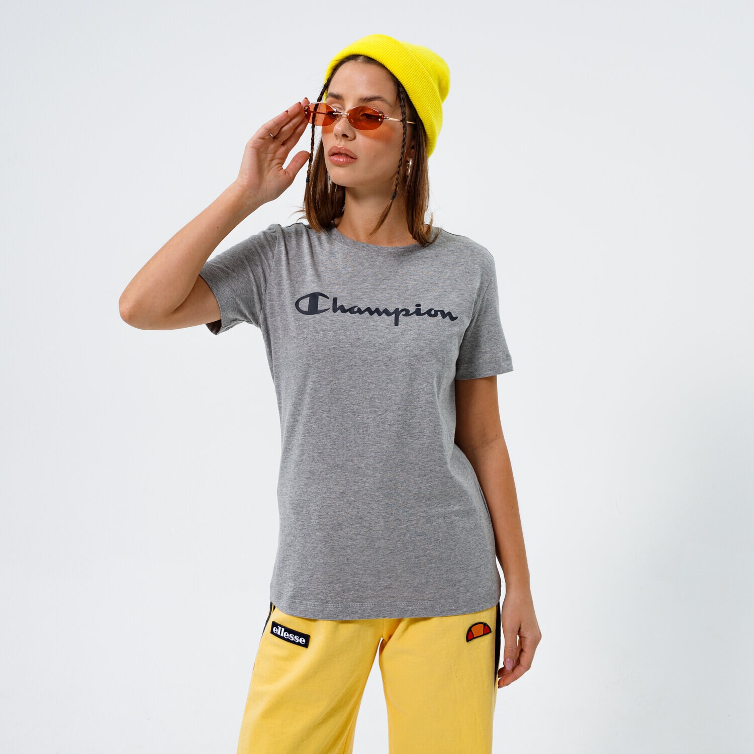 Damen T-Shirt CHAMPION T-SHIRT CREWNECK T-SHIRT 113223EM006 Grau