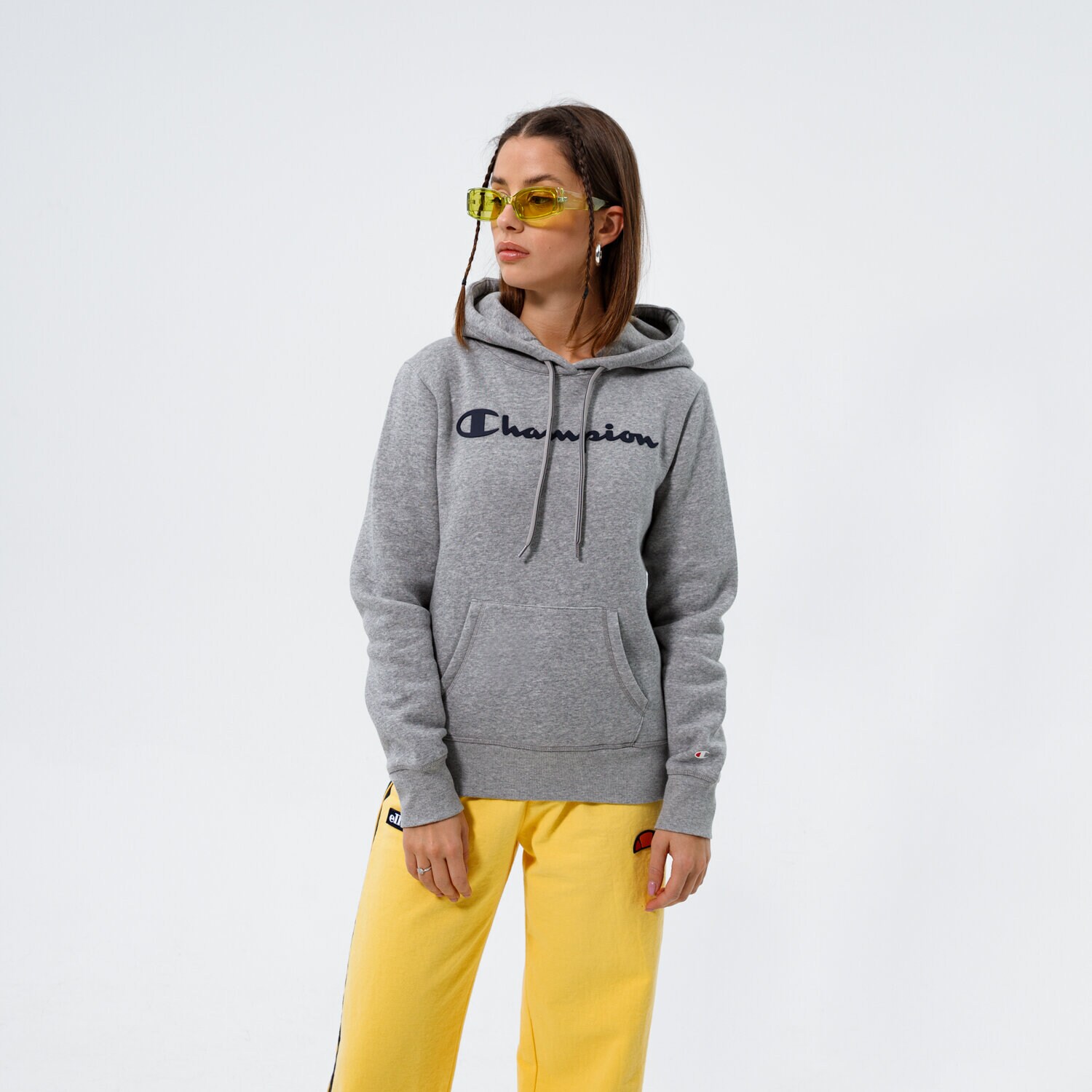Damen CHAMPION HOODIE HOODED SWEATSHIRT 113207EM006 Grau