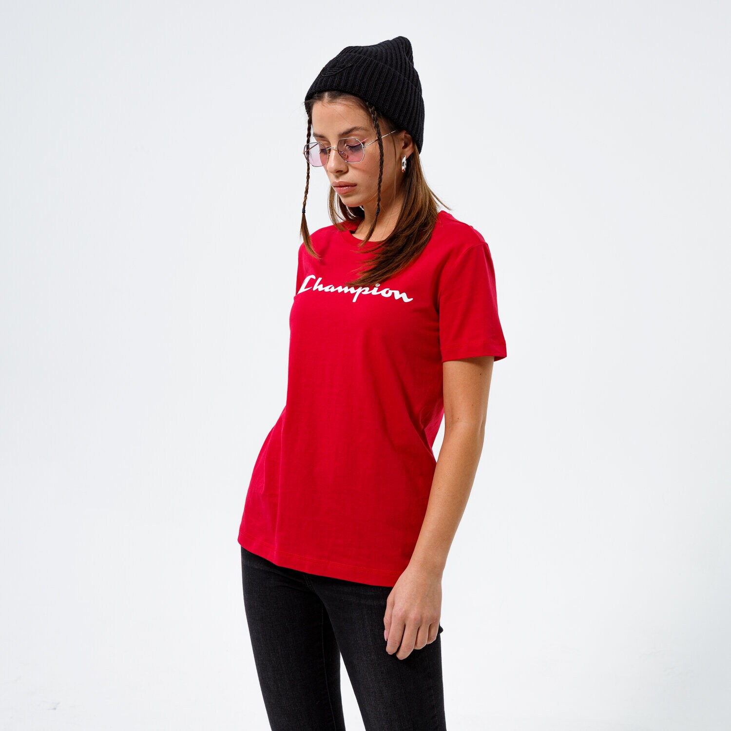Damen T-Shirt CHAMPION T-SHIRT CREWNECK T-SHIRT 113223RS061 Dunkelrot