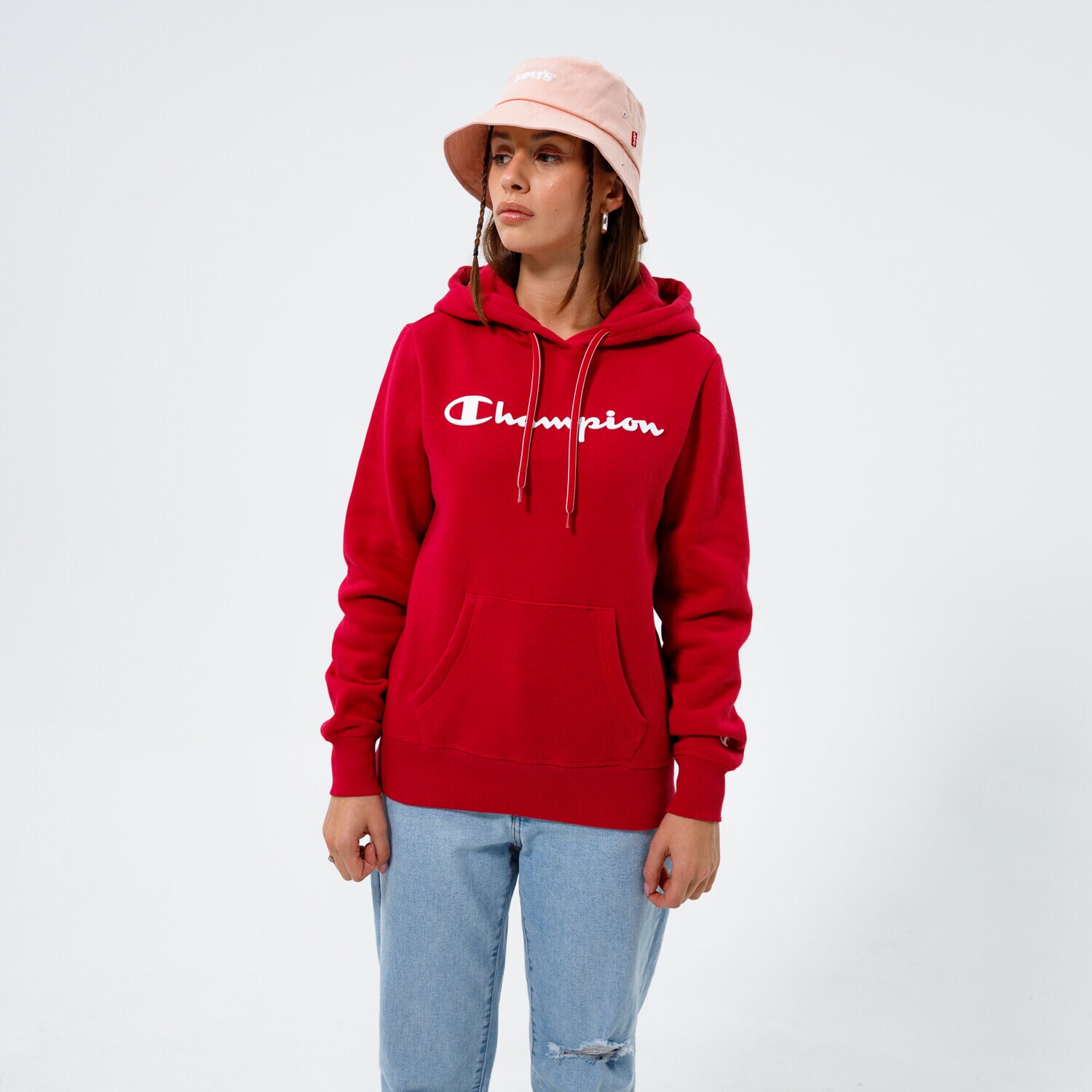 Damen CHAMPION HOODIE HOODED SWEATSHIRT 113207RS061 Dunkelrot