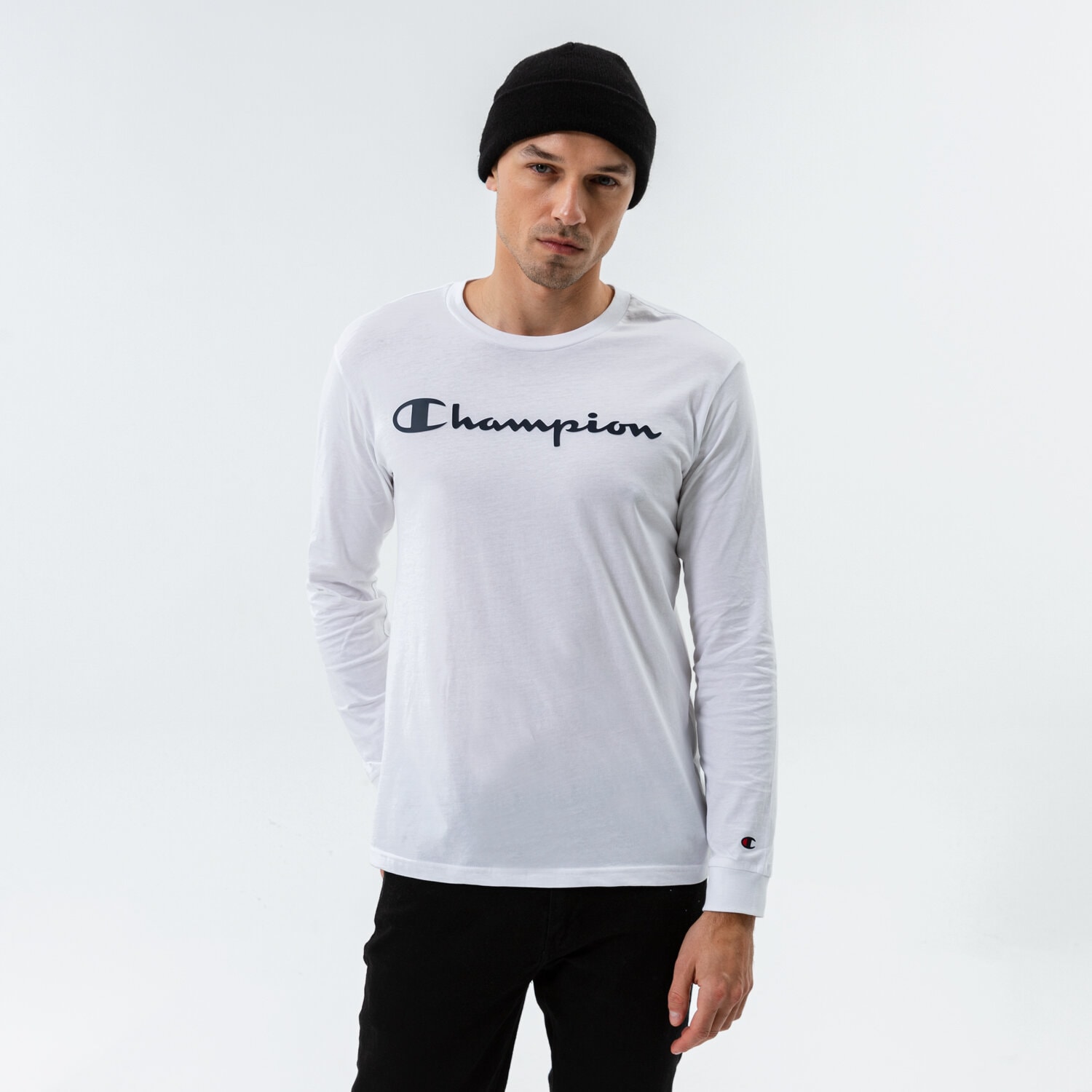 Herren T-Shirt CHAMPION T-SHIRT CREWNECK LONG SLEEVE T-SHIRT 214748WW001 Weiß