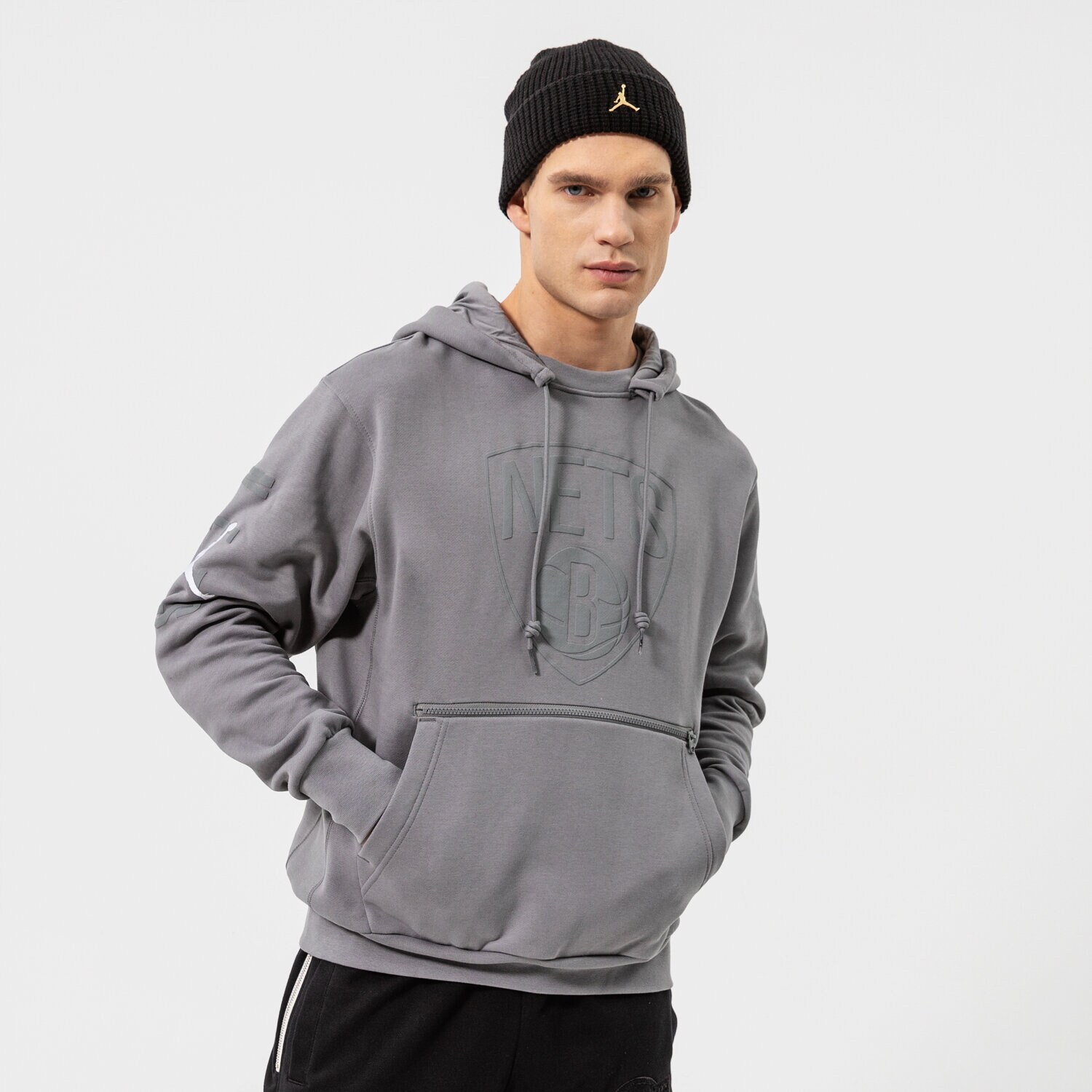 Herren NIKE HOODIE BKN M NK PO FLC CTS STMT NBA DB1516-002 Grau