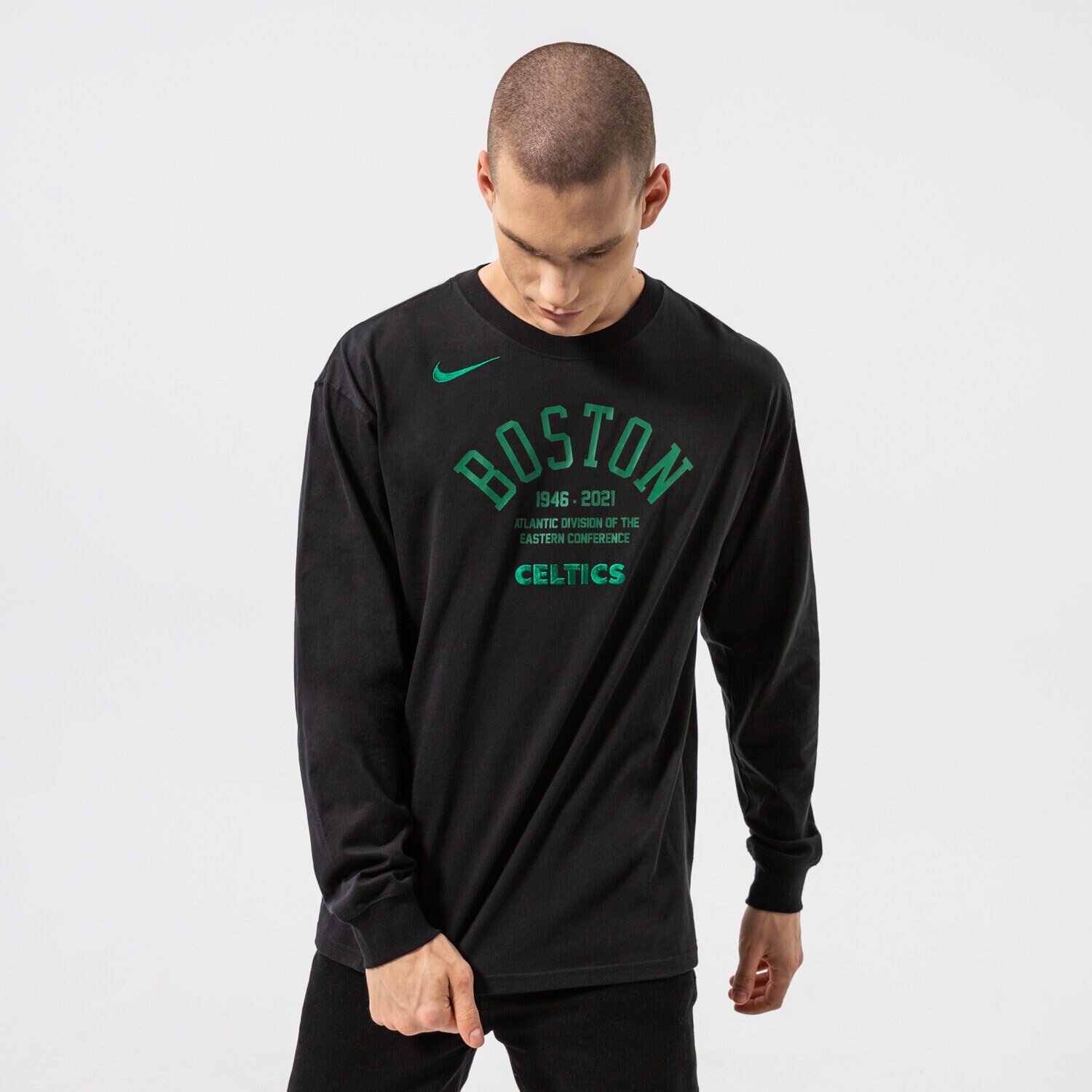 Herren T-Shirt NIKE T-SHIRT BOS M NK CTS TM ELMNT LS TEE NBA DA5889-010 Schwarz