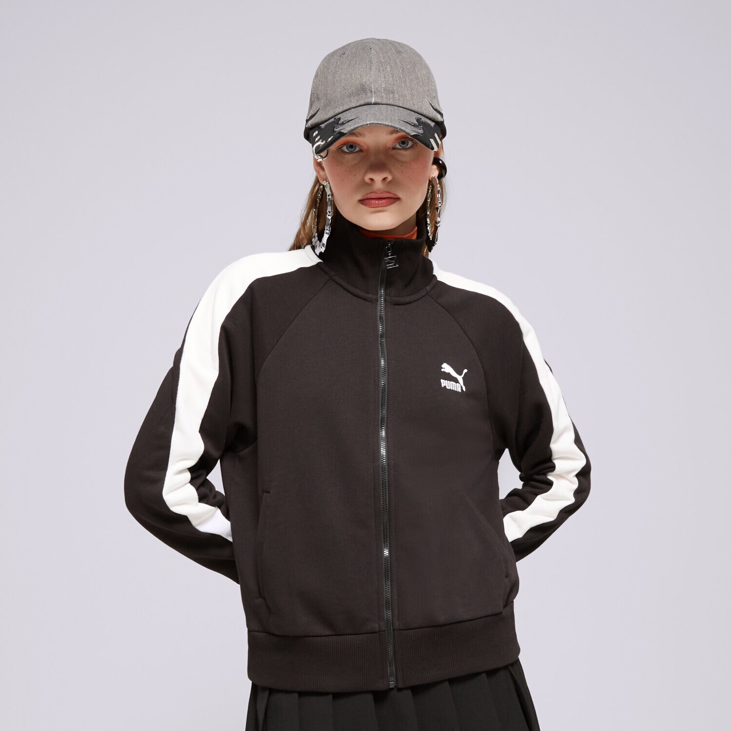 Damen PUMA SWEATSHIRT MIT REIßVERSCHLUSS ICONIC T7 TRACK 53007801 Schwarz