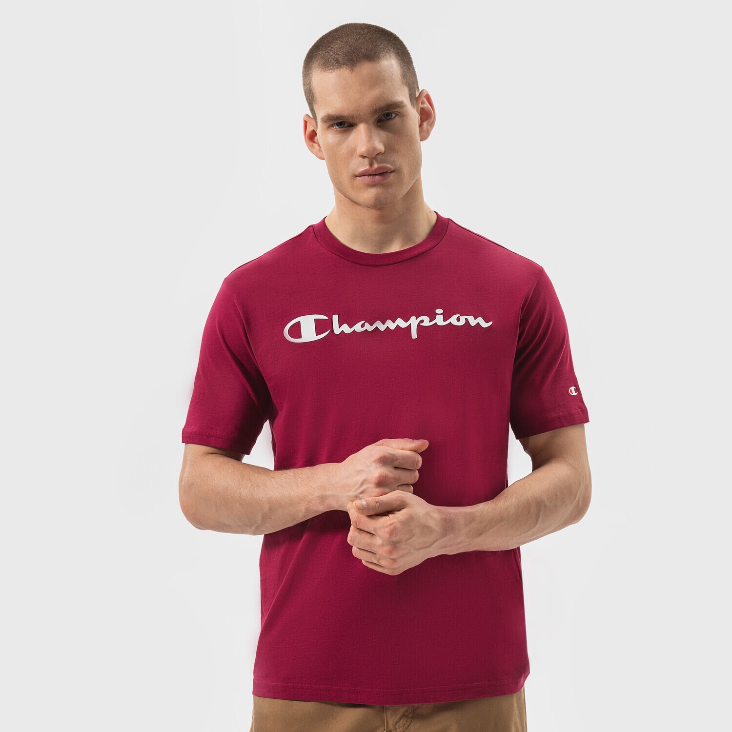 Herren T-Shirt CHAMPION T-SHIRT CREWNECK T-SHIRT 214747VS516 Dunkelrot