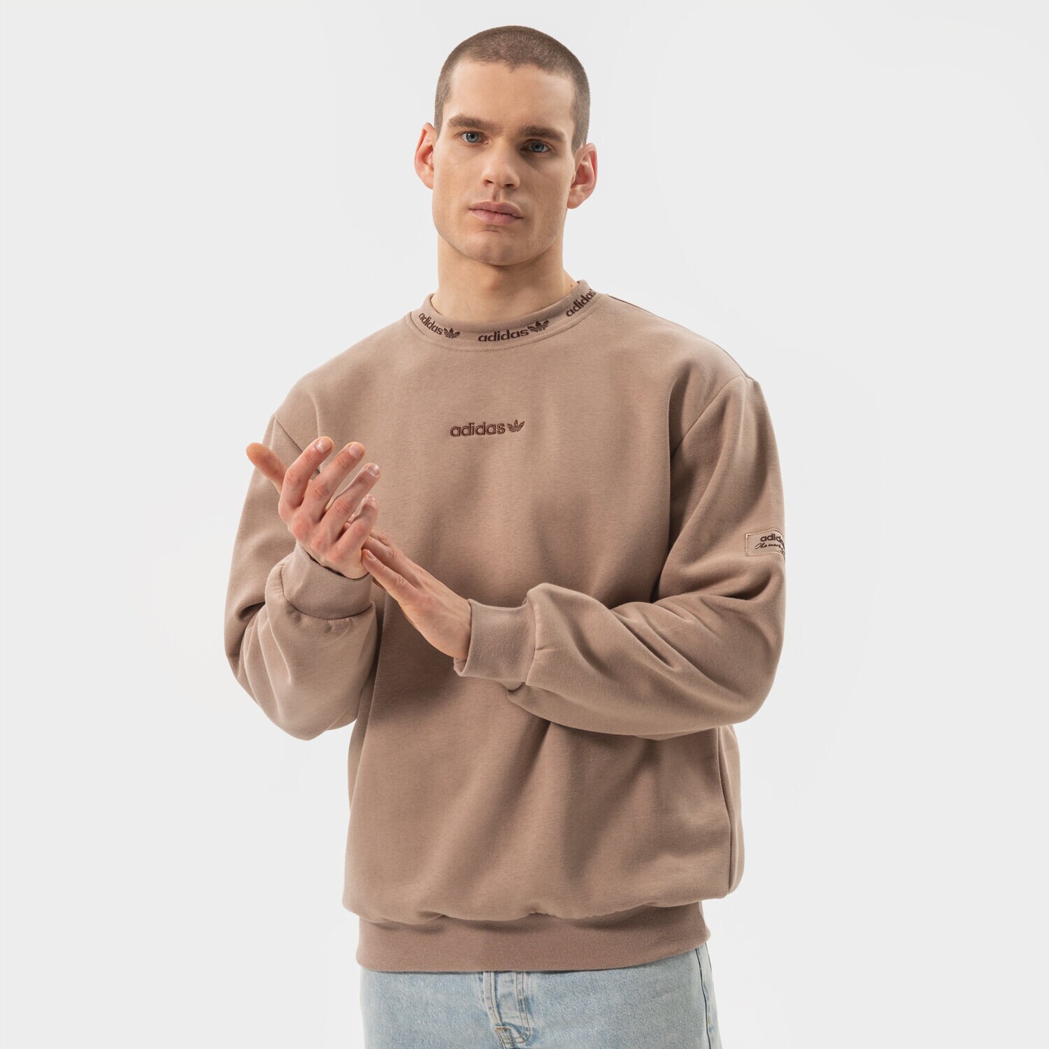 Herren ADIDAS SWEATSHIRT TREFOIL LINEAR LABEL SWEATSHIRT HM2664 Braun
