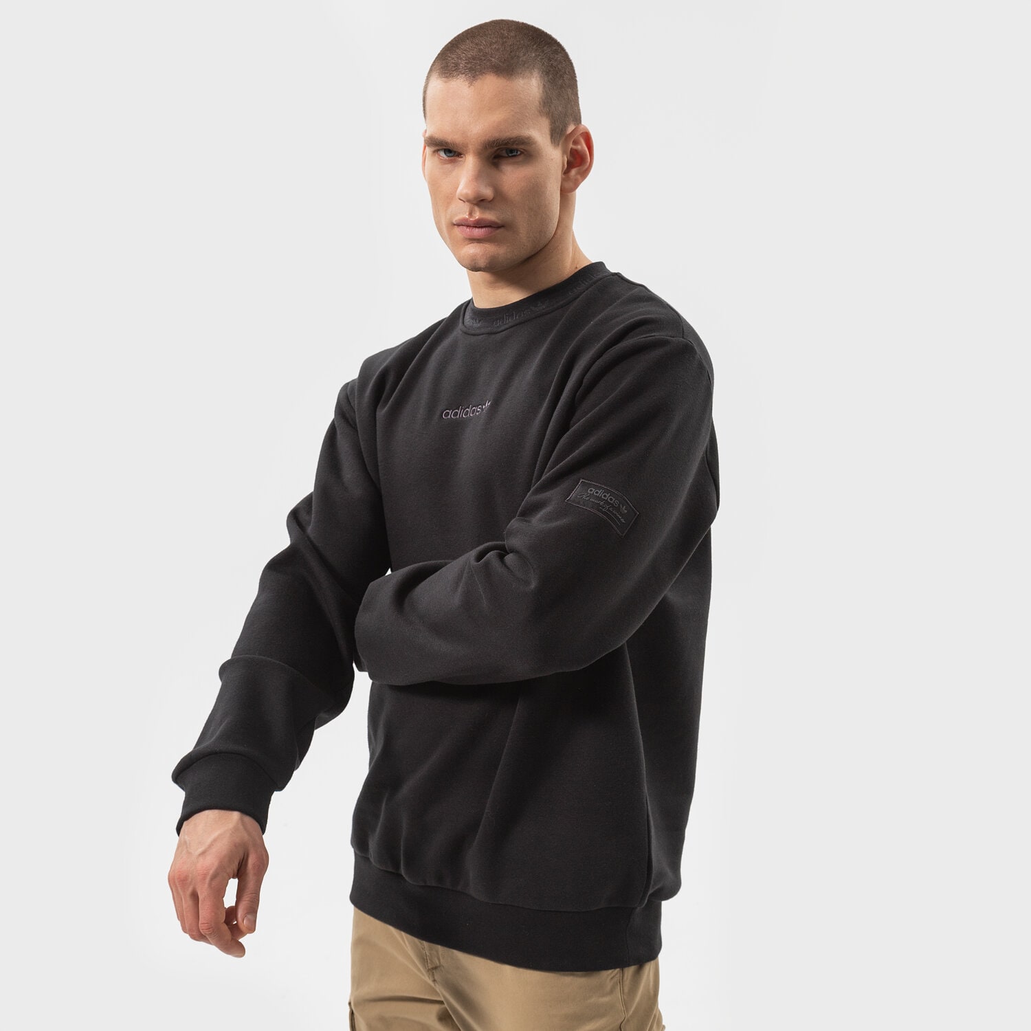 Herren ADIDAS SWEATSHIRT TREFOIL LINEAR LABEL SWEATSHIRT HM2667 Schwarz