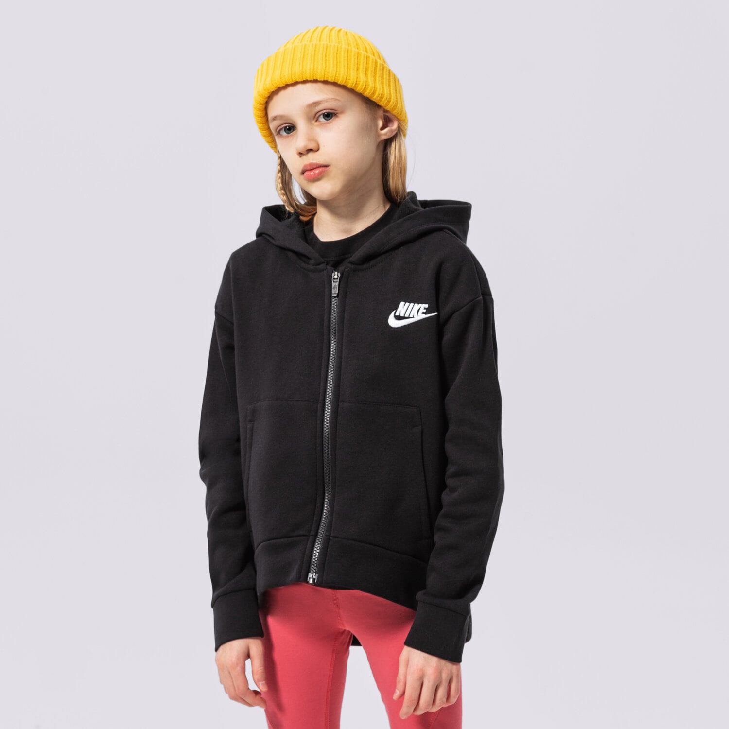 Kinder NIKE SWEATSHIRT MIT REIßVERSCHLUSS Z KAPTUREM NIKE CLB FLC DC7118-010 Schwarz