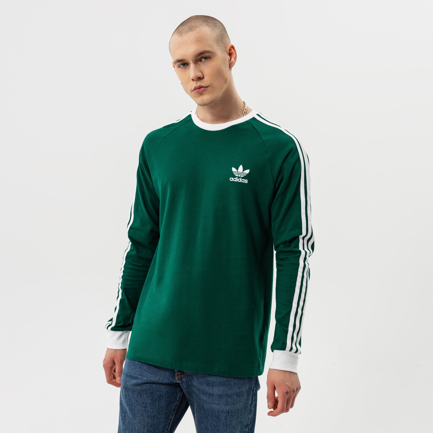 Herren T-Shirt ADIDAS T-SHIRT 3-STRIPES LS T HE9533 Grün
