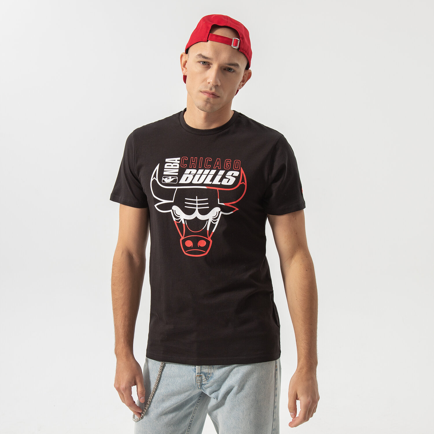 Herren T-Shirt NEW ERA T-SHIRT TEE BULLS BLK 13051082 Schwarz