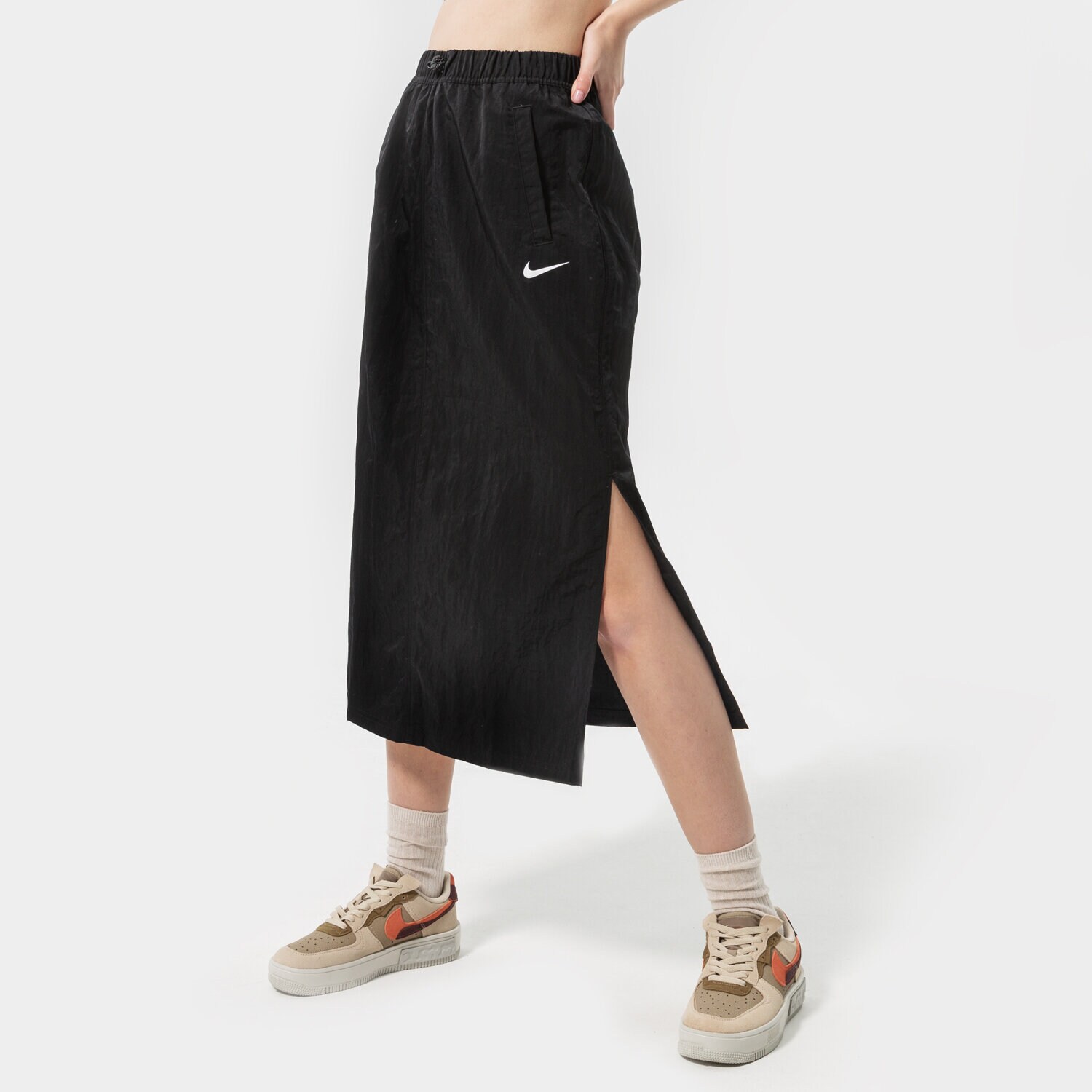 Damen Rock NIKE ROCK W NSW ESSNTL WVN HR SKIRT FL DM6249-010 Schwarz