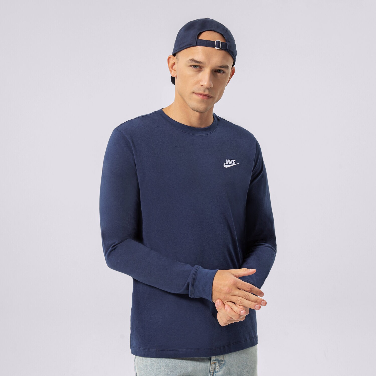 Herren T-Shirt NIKE T-SHIRT NSW CLUB LONG-SLEEVE TEE AR5193-410 Dunkelblau