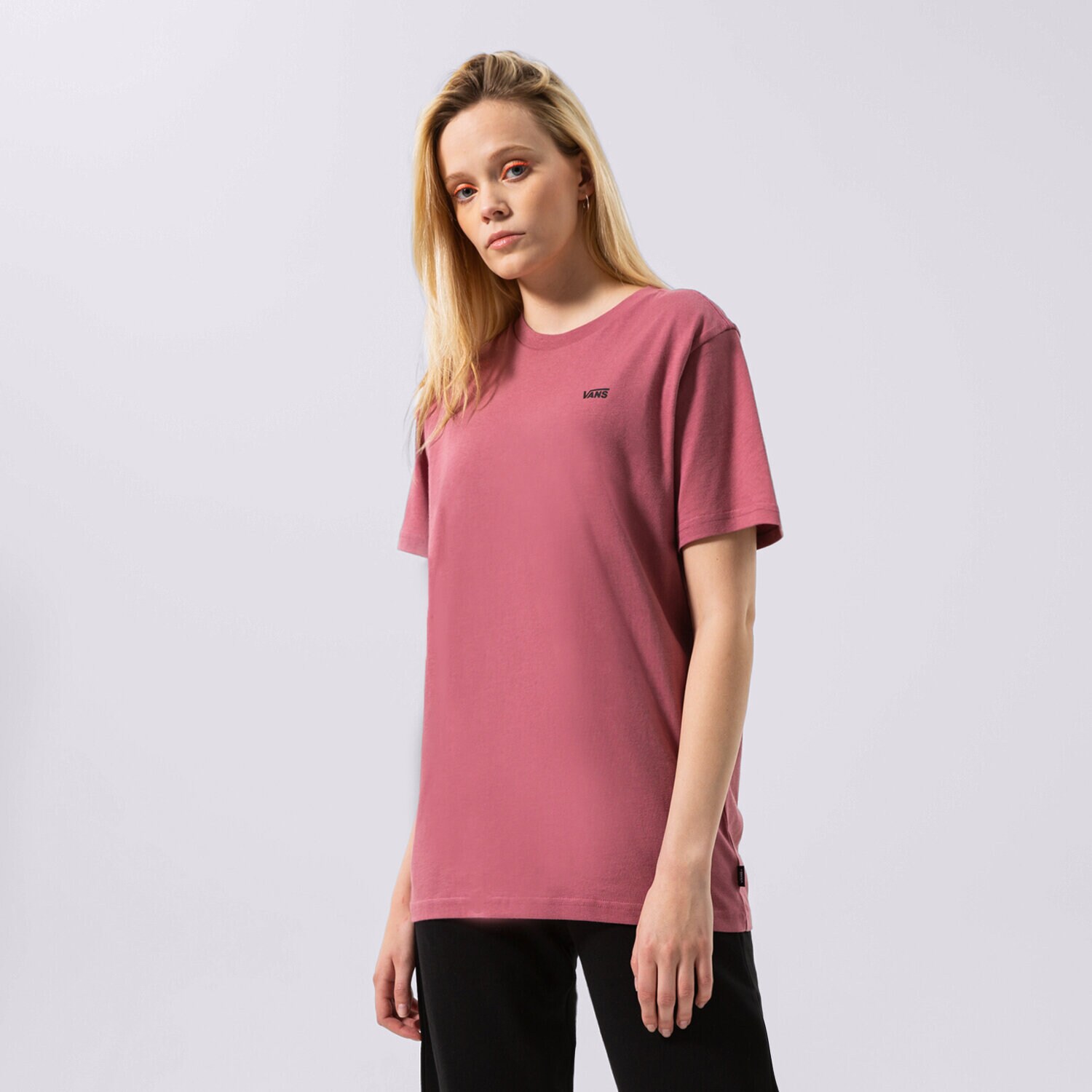 Damen T-Shirt VANS T-SHIRT LEFT CHEST LOGO TEE EM VN0A7RSRYRT1 Dunkelrot