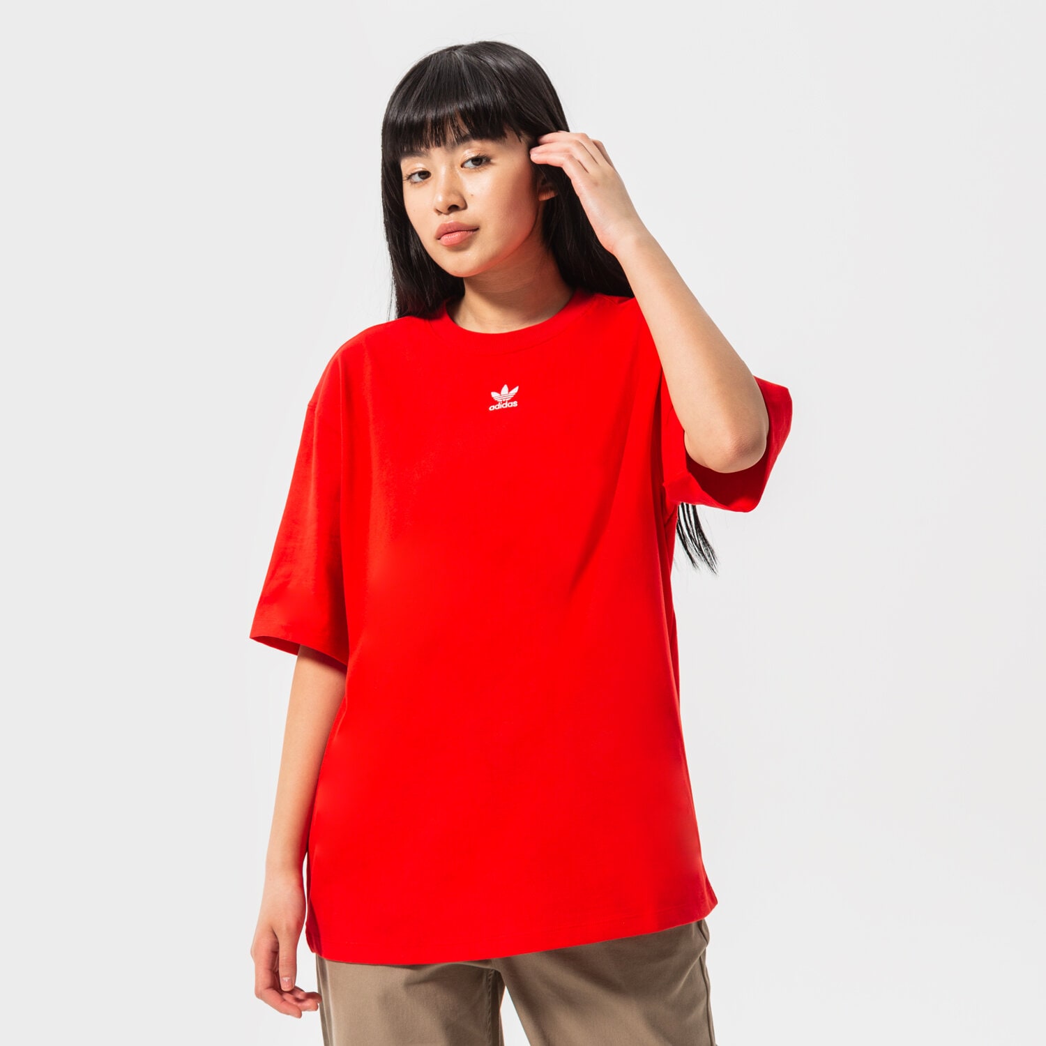 Damen T-Shirt ADIDAS ESSENTIAL TREFOIL BOYFRIEND T SHIRT HF7474 Rot