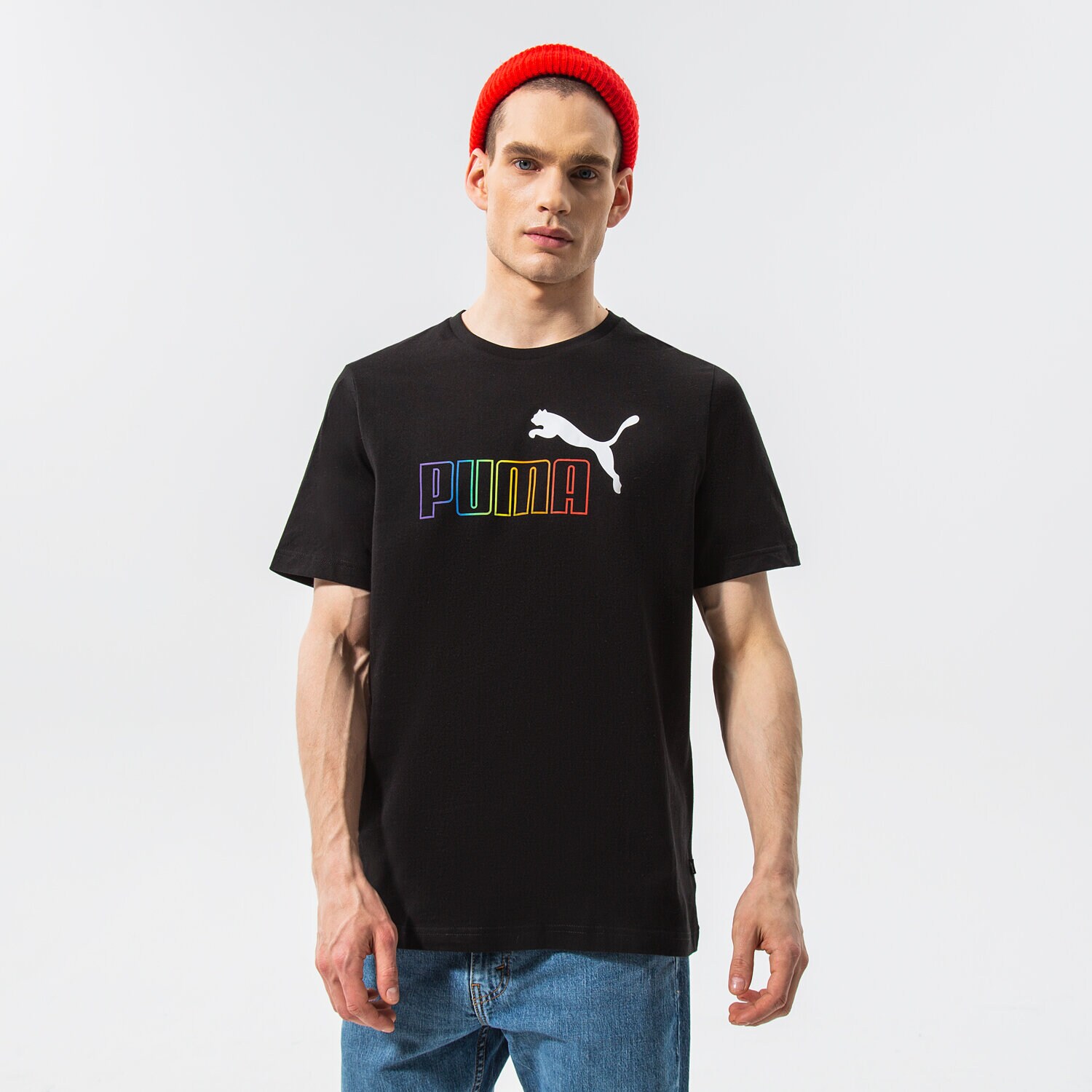 Herren T-Shirt PUMA T-SHIRT ESS+ RAINBOW TEE 848677 01 Schwarz