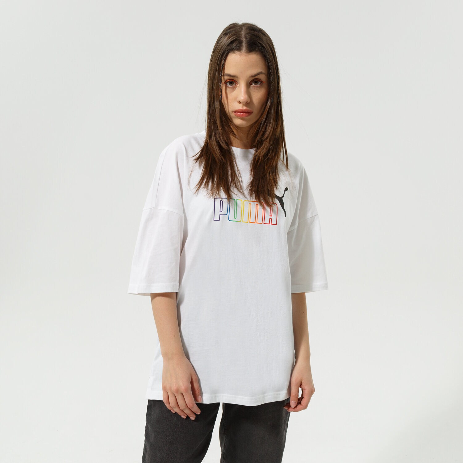 Damen T-Shirt PUMA T-SHIRT ESS+ RAINBOW TEE 848428 02 Weiß
