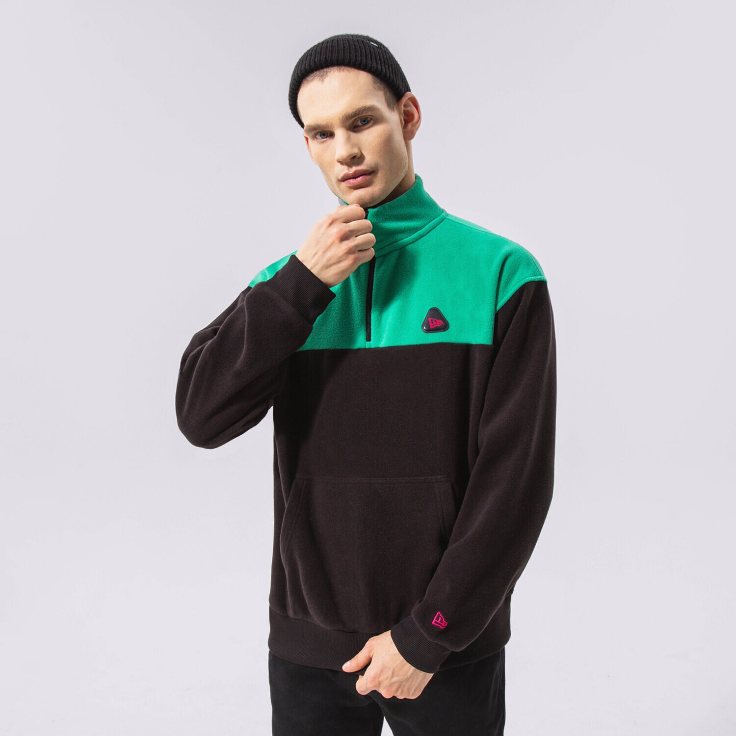 Herren NEW ERA FLEECESHIRT NEW ERA   COLOURBLOCK QUARTER ZIP 12893060 Schwarz