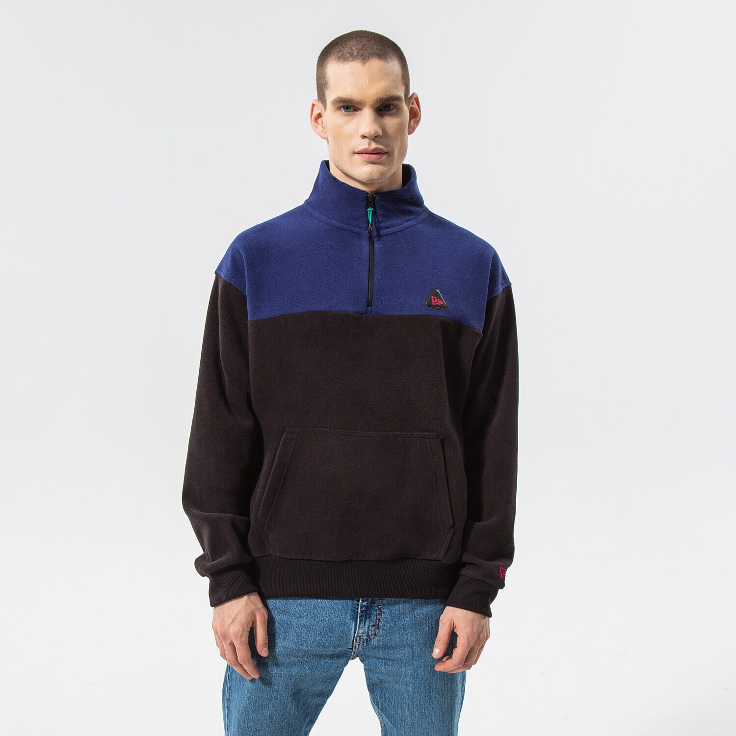 Herren NEW ERA FLEECESHIRT NEW ERA COLOURBLOCK QUARTER ZIP 12893059 Schwarz
