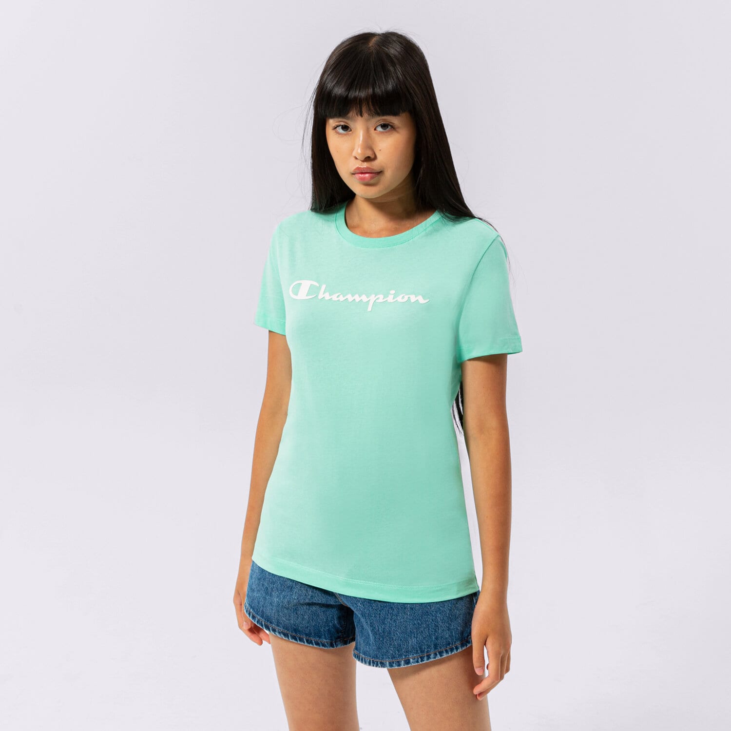 Damen T-Shirt CHAMPION T-SHIRT CREWNECK T-SHIRT 114911GS101 Grün