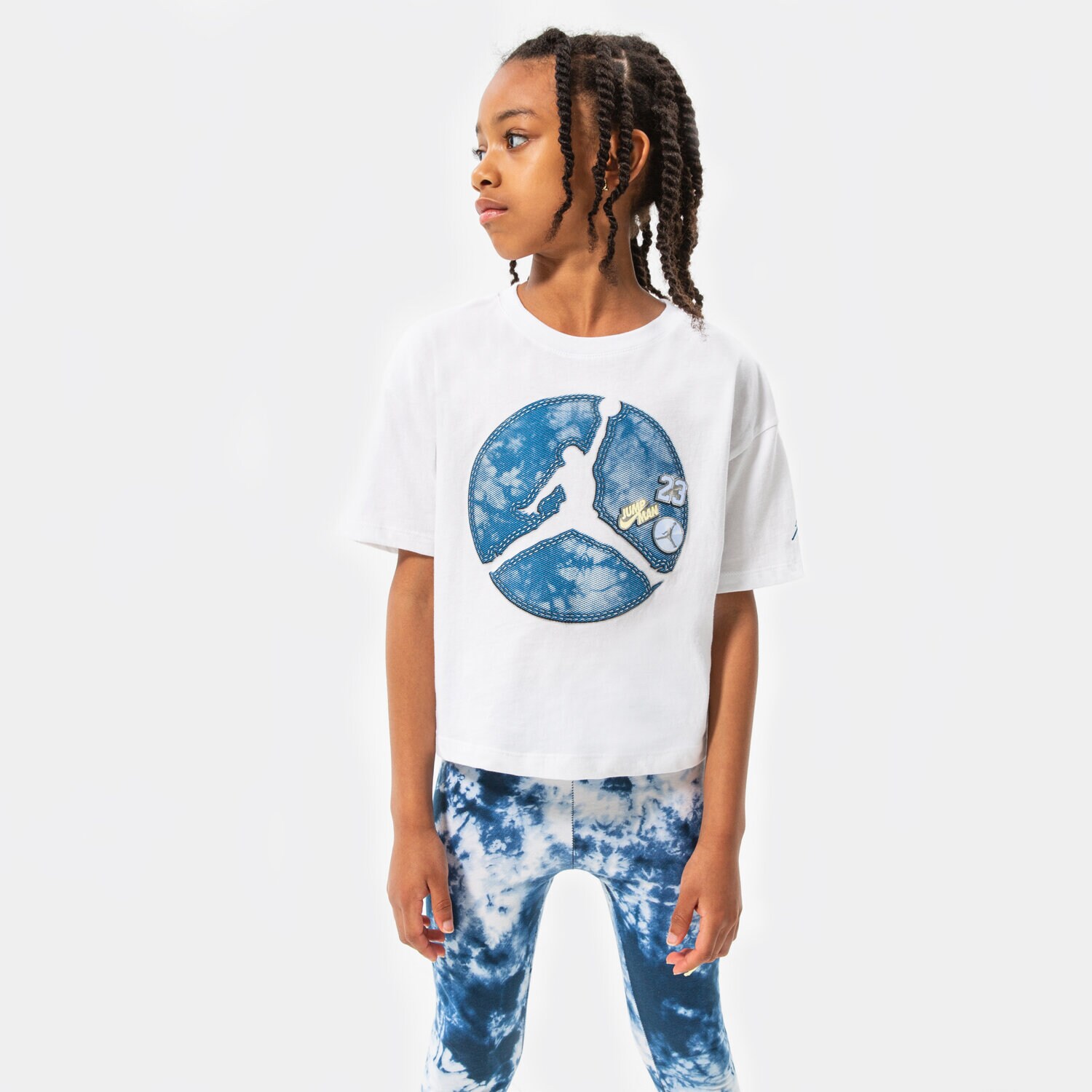 Kinder T-Shirt JORDAN T-SHIRT JUMPMAN DENIM PLAY TEE GIRL 45B541-001 Weiß
