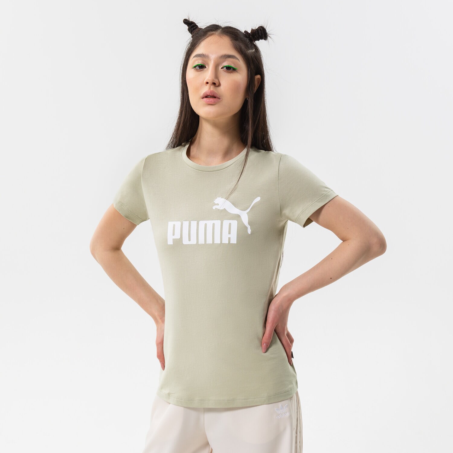 Damen T-Shirt PUMA T-SHIRT ESS LOGO TEE (S) 586775 85 Grün