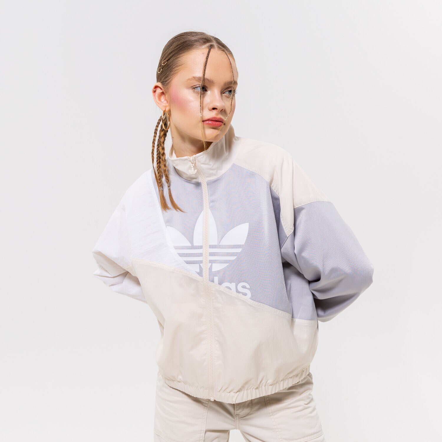 Damen ADIDAS SWEATSHIRT MIT REIßVERSCHLUSS TRACK TOP HC7054 Grau