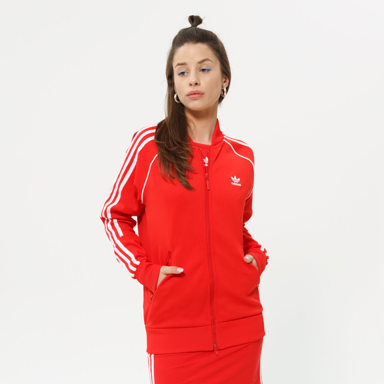 Damen ADIDAS SWEATSHIRT MIT REIßVERSCHLUSS SST TRACKTOP PB HE9562 Rot