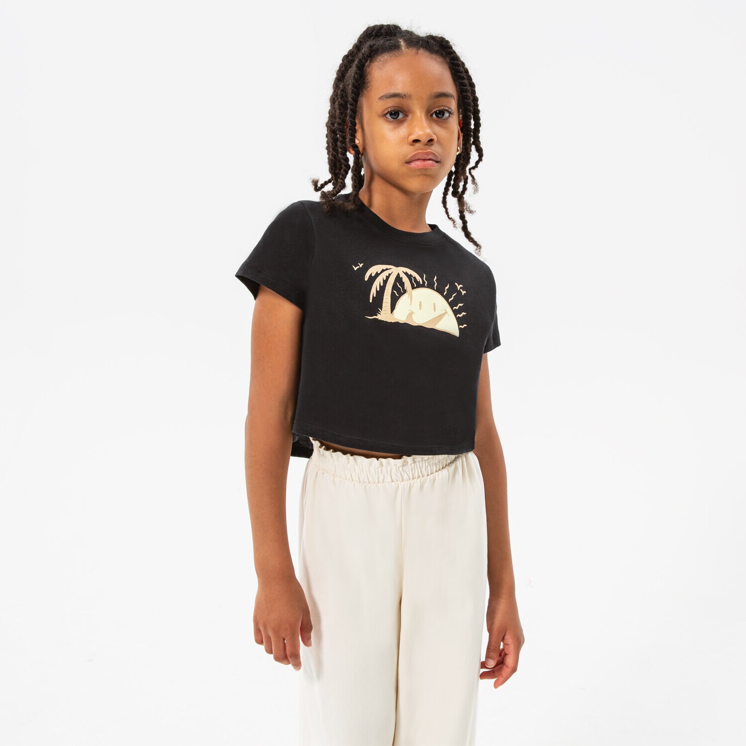 Kinder T-Shirt NIKE T-SHIRT G NSW TEE SUN SWOOSH CROP GIRL DQ4376-010 Schwarz